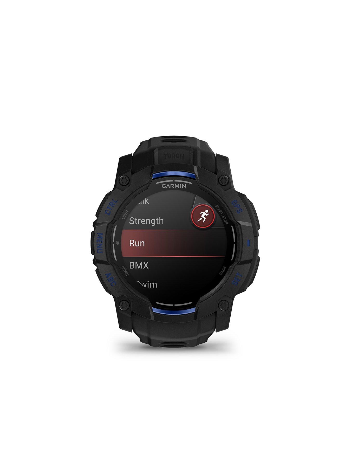 Image 2 of 7 of Garmin Instinct 3&nbsp;50mm Smartwatch &nbsp;- Black with Bolt Blue Accents