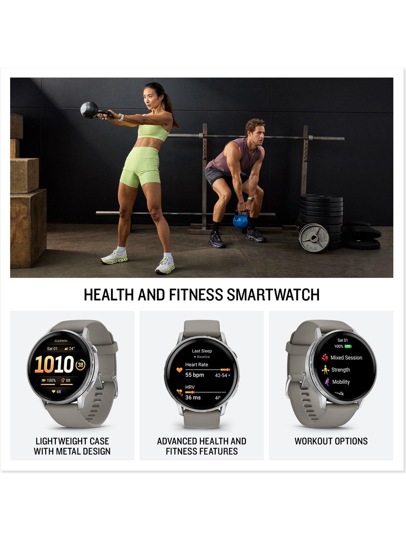 Image 2 of 7 of Garmin Venu 4 - 45mm Smartwatch - Slate Bezel with Black Silicone Band