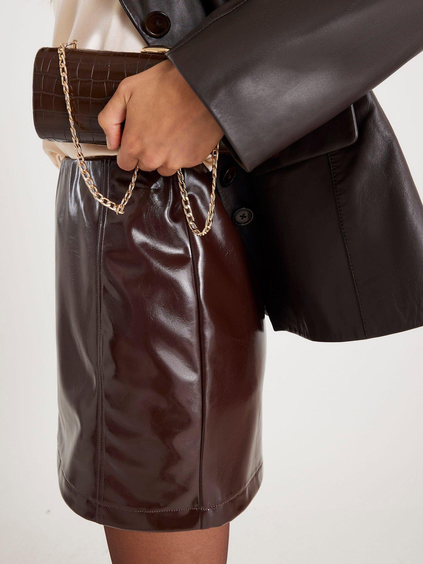 river-island-faux-leather-mini-skirt-brownoutfit