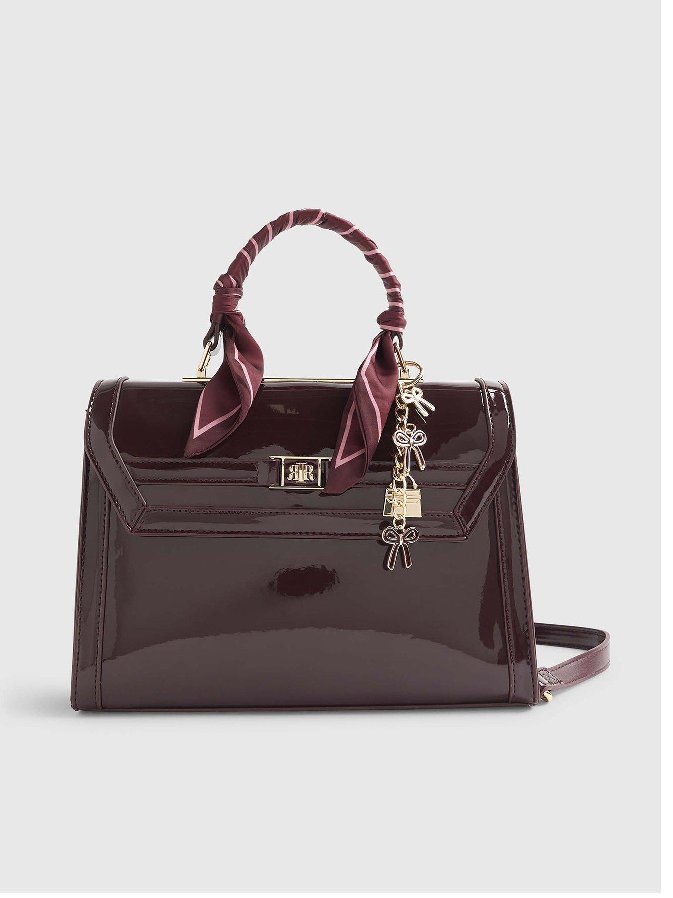 Image 2 of 6 of River Island Med Patent Charm Tote - Red