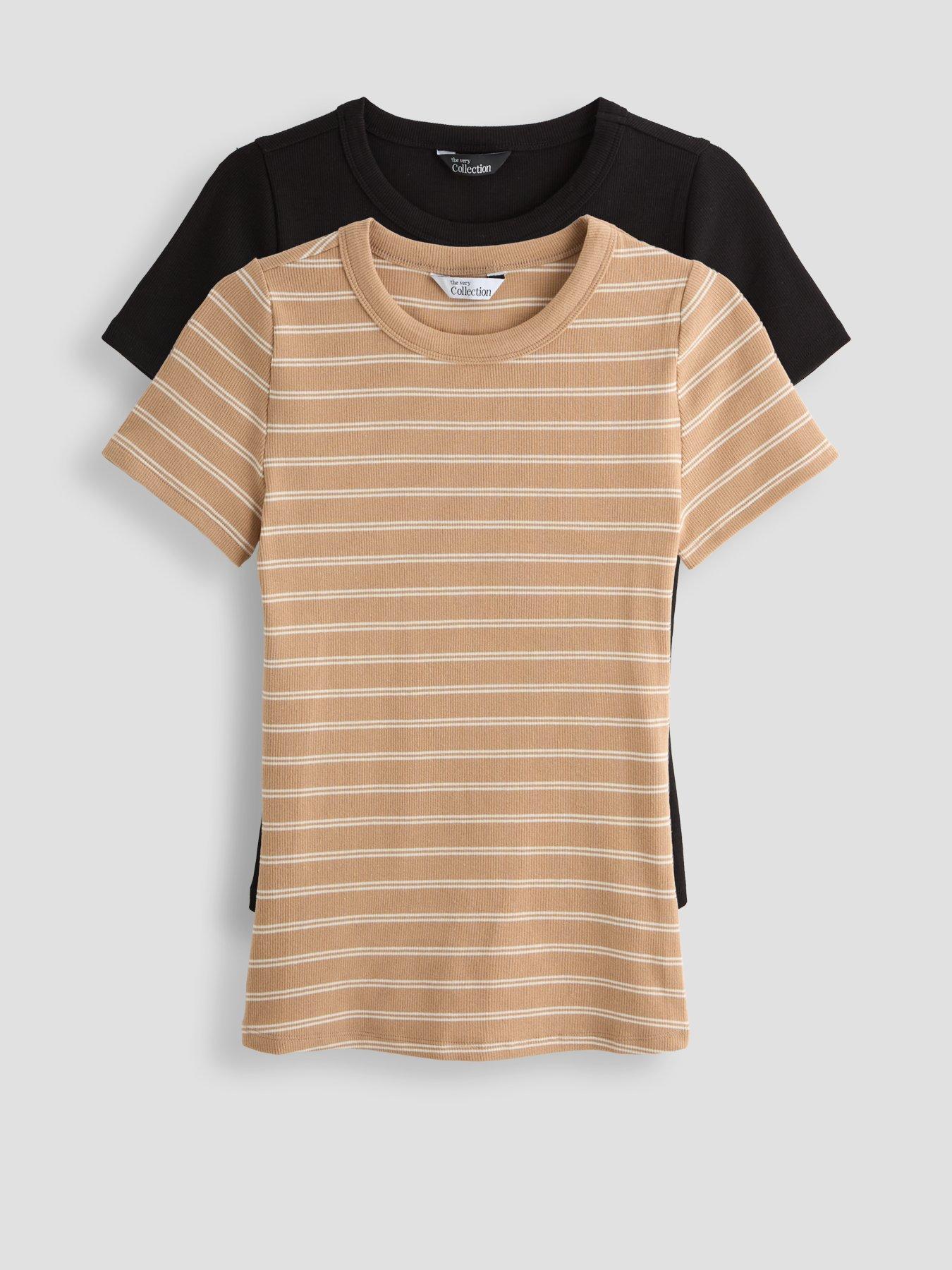 The Very Collection 2 Pack Stretch Rib T-Shirts - Multi