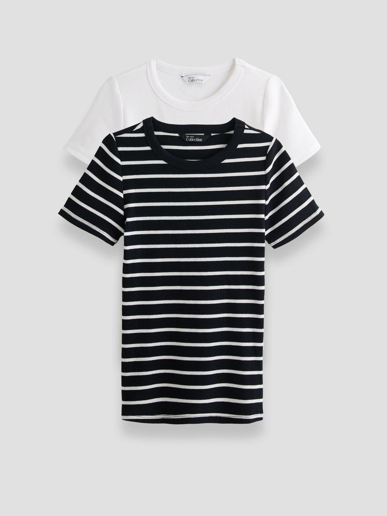 The Very Collection 2 Pack Stretch Rib T-Shirts - Multi