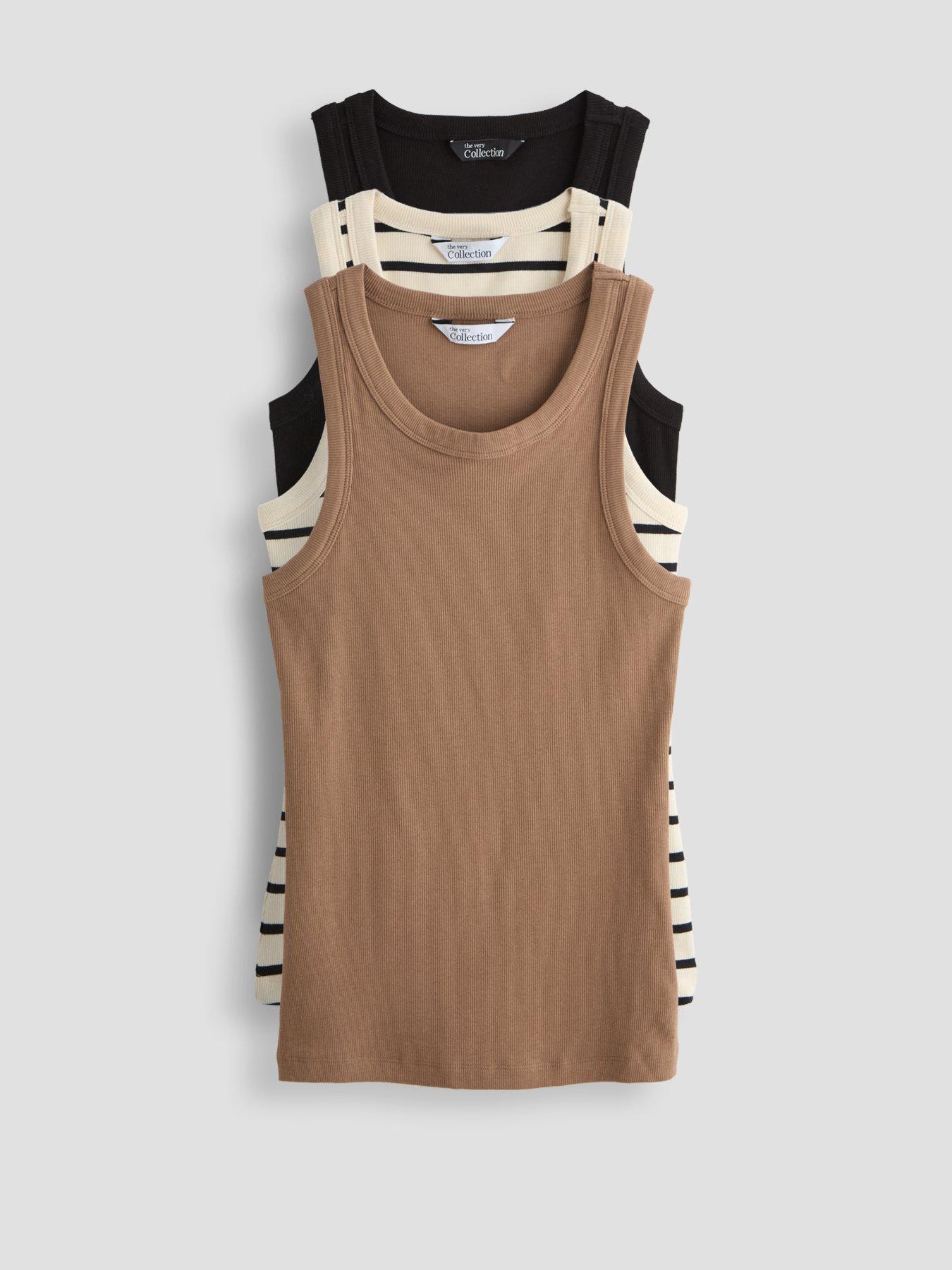 Image 1 of 7 of The Very Collection 3 Pack Rib Racer Vests - Multi