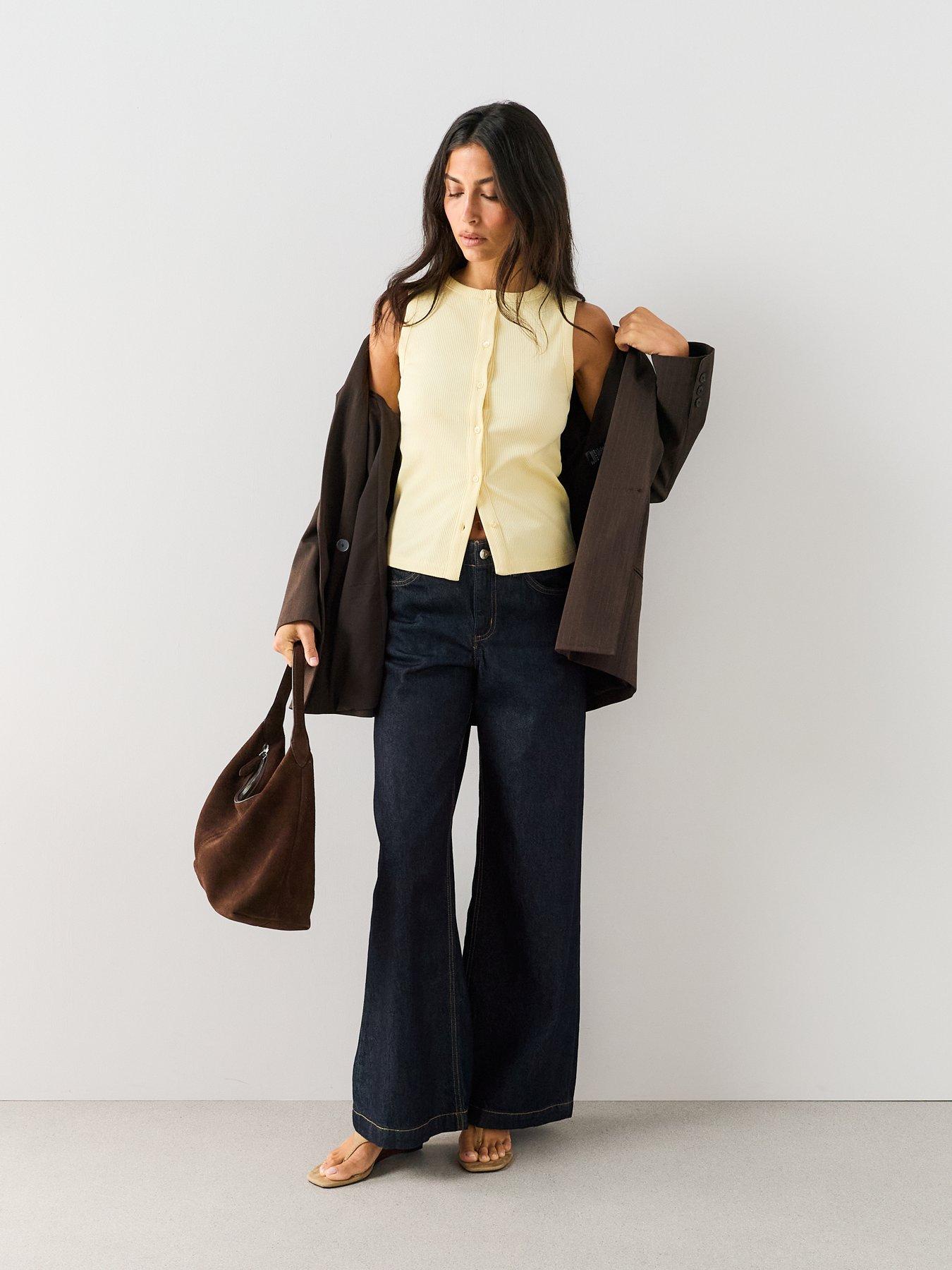 Image 3 of 7 of The Very Collection Button Thru Ribbed Vest - Yellow