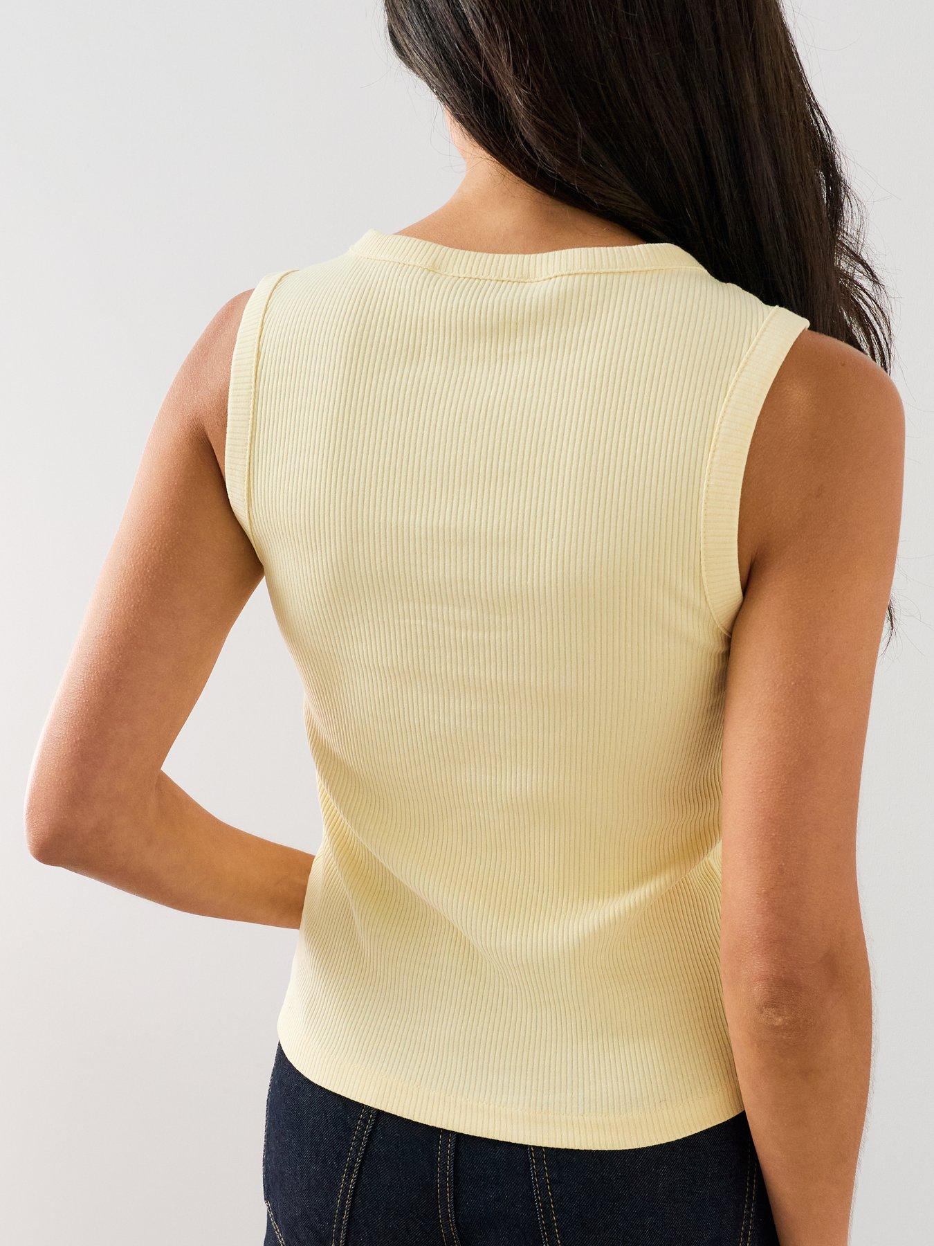 Image 6 of 7 of The Very Collection Button Thru Ribbed Vest - Yellow