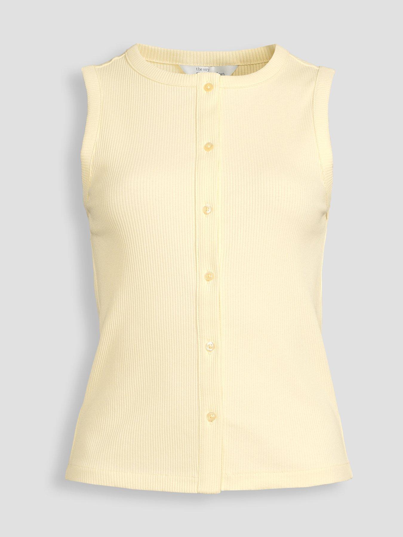 Image 7 of 7 of The Very Collection Button Thru Ribbed Vest - Yellow