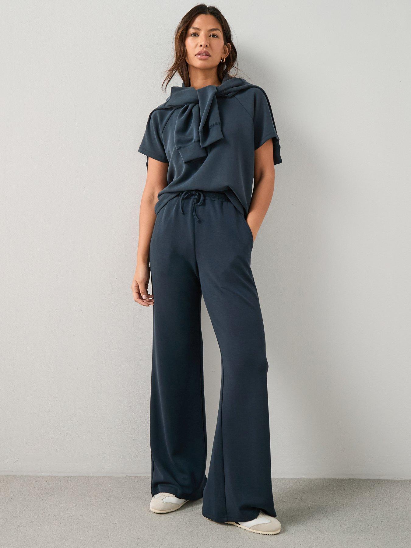 The Very Collection Modal Mix Wide Leg Jogger - Navy