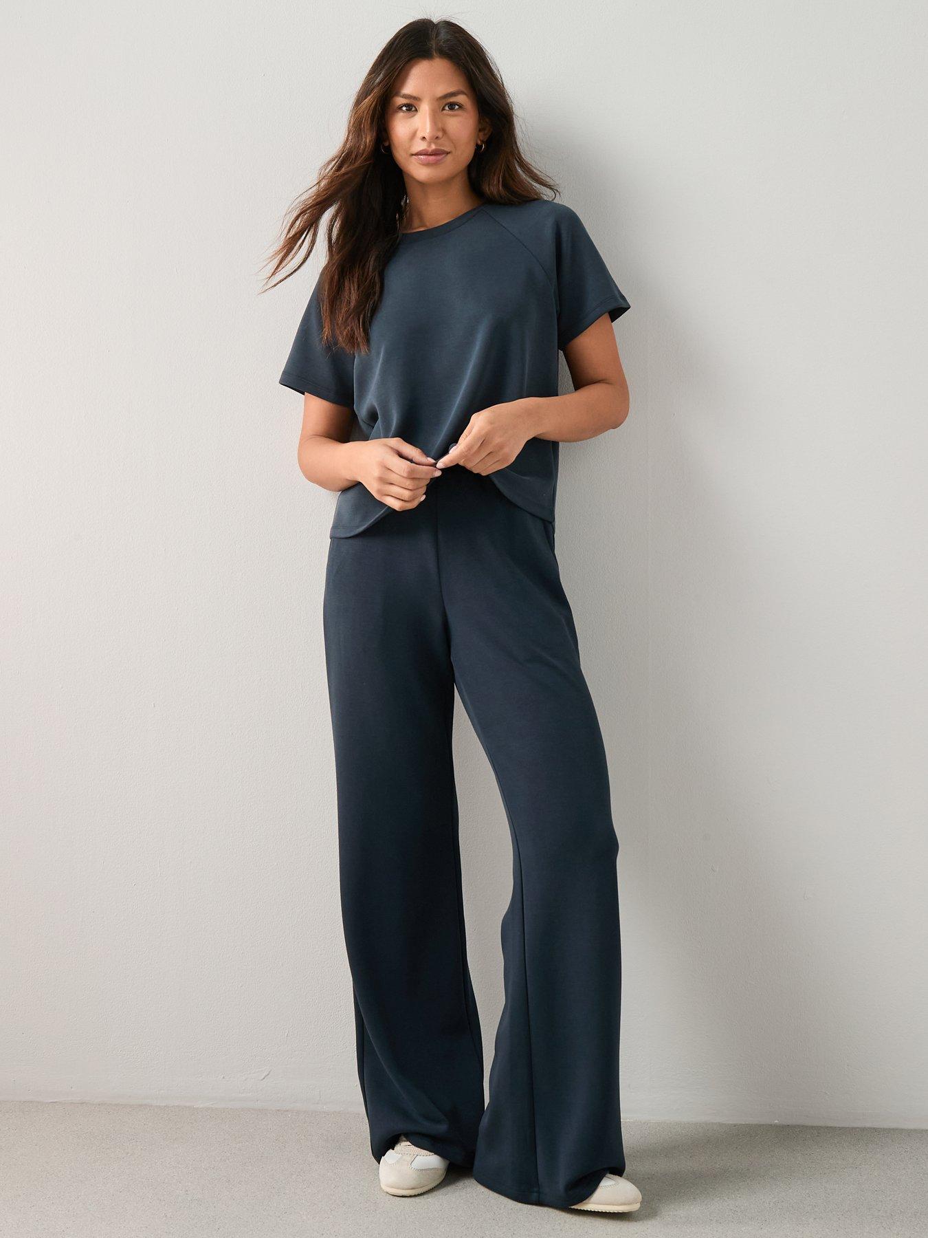 Image 6 of 6 of The Very Collection Modal Mix Wide Leg Jogger - Navy