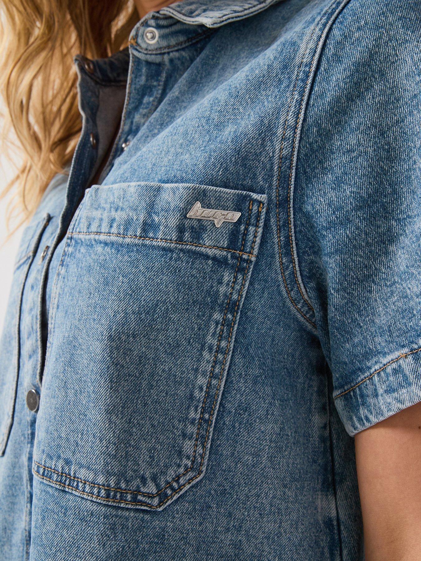 Image 4 of 5 of HUGO Gandira Denim Dress - Blue