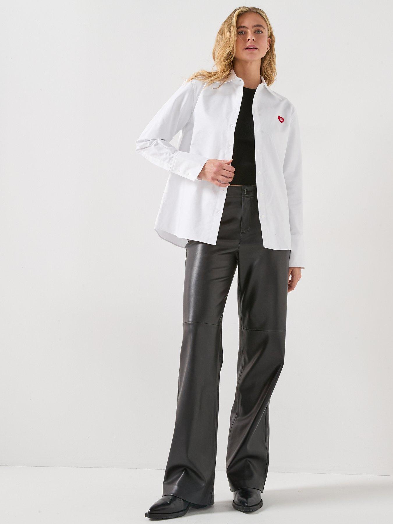 Image 3 of 5 of HUGO Erselia Shirt With Heart Logo - White