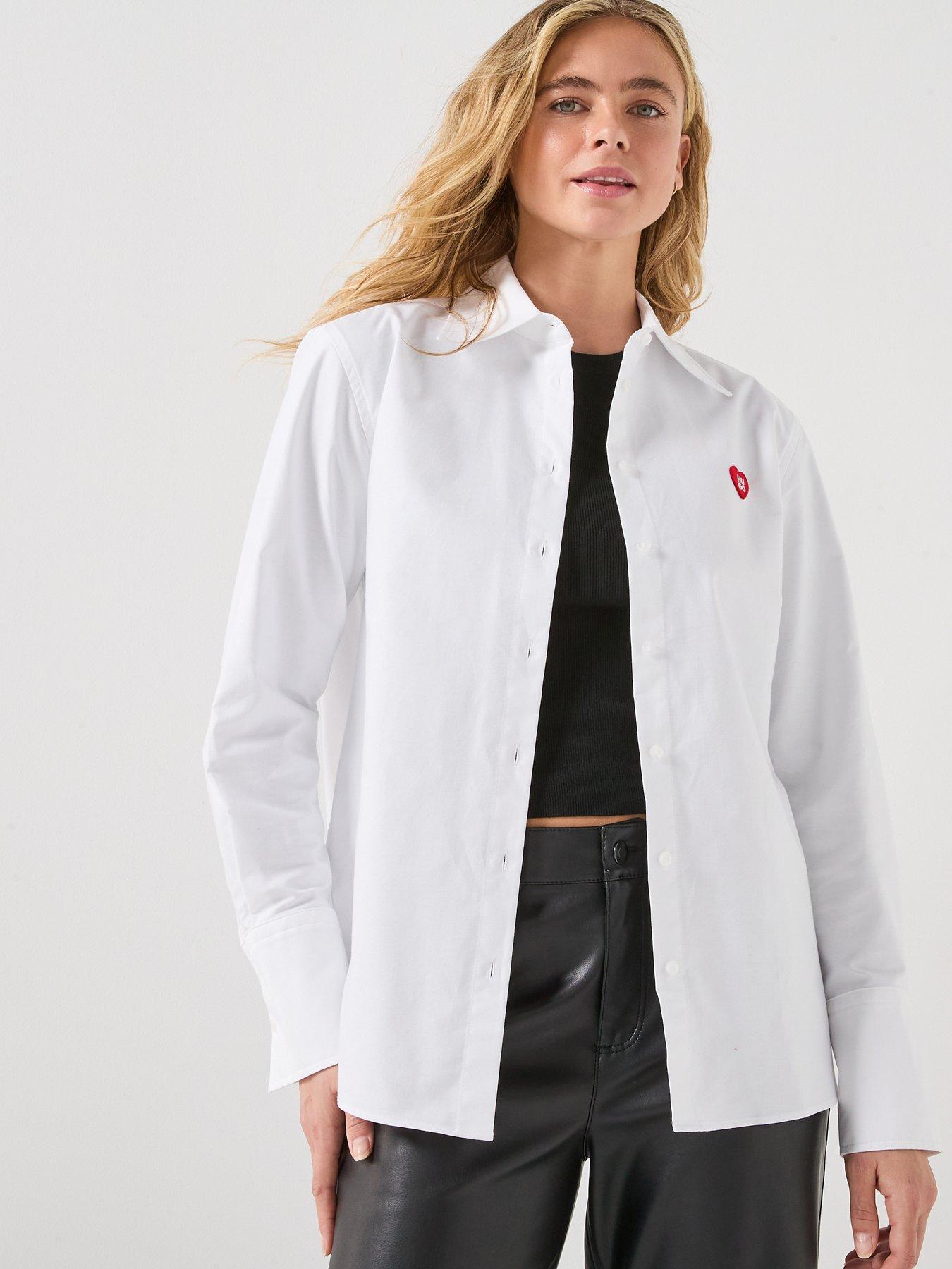 Image 5 of 5 of HUGO Erselia Shirt With Heart Logo - White