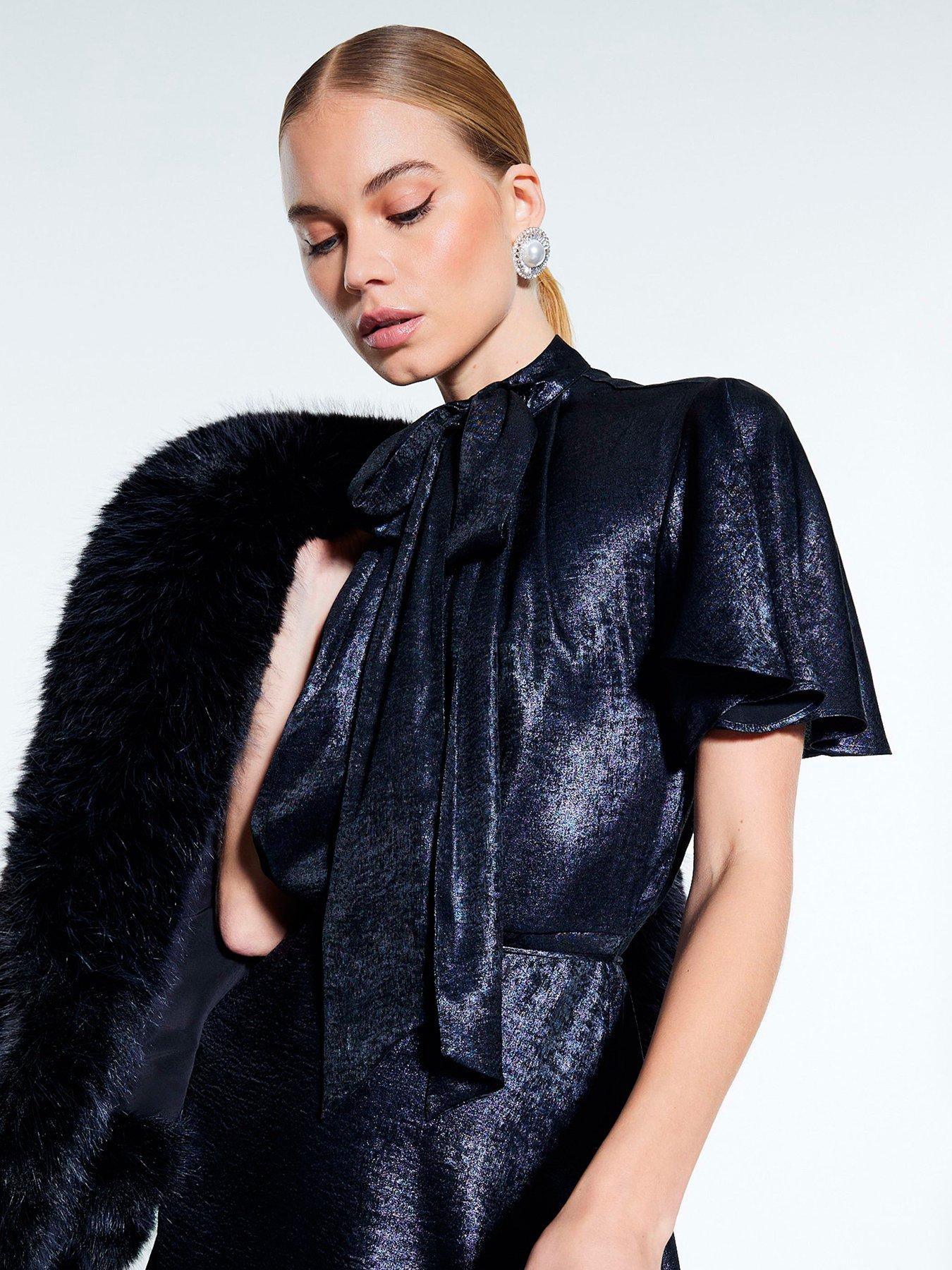 river-island-metallic-pussybow-flippy-mini-blueoutfit