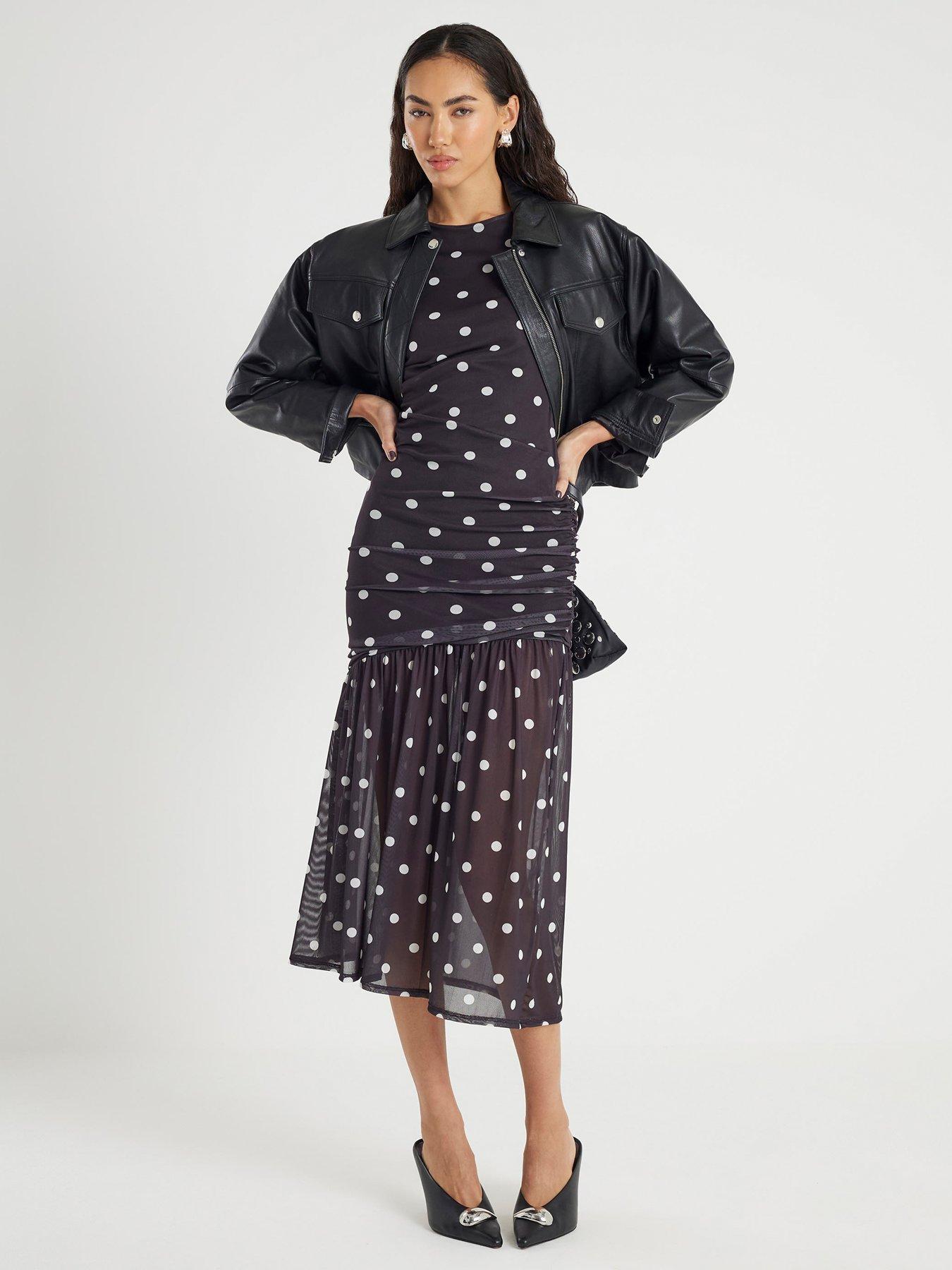 river-island-long-sleeve-ruched-spot-mesh-maxi-dress-black