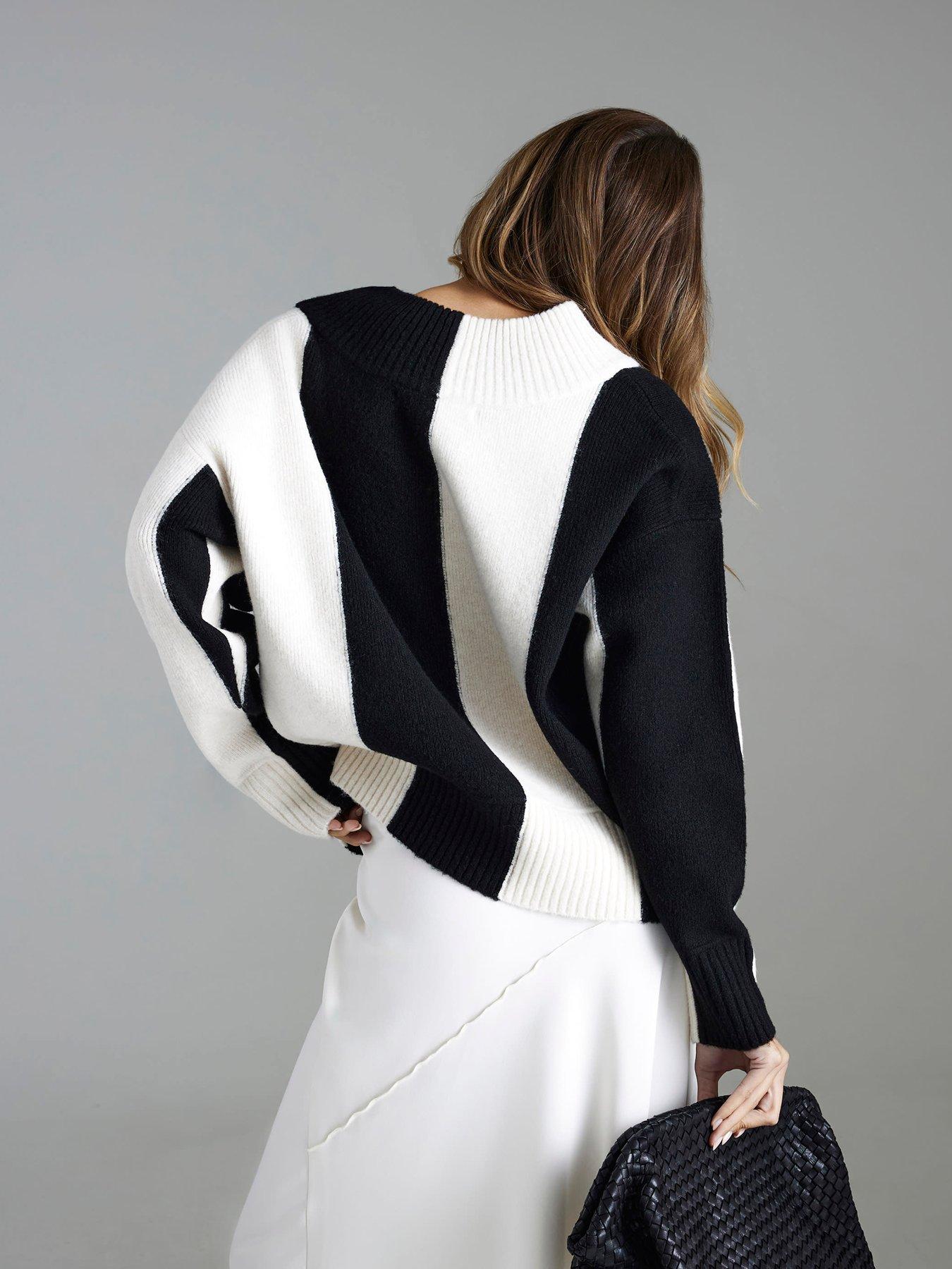 river-island-v-neck-stripe-jumper-blackwhitestillFront