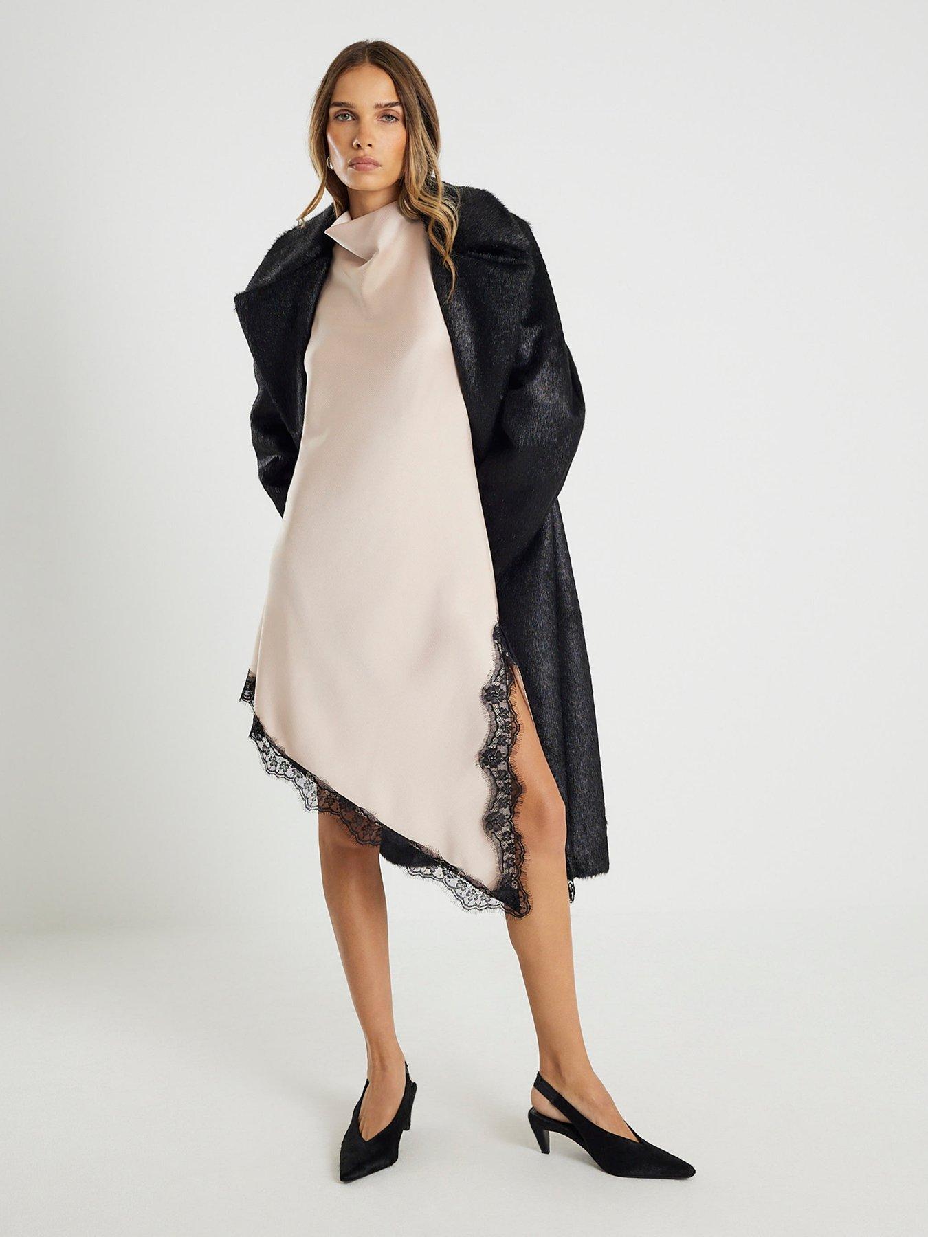 Image 3 of 4 of River Island Longline Lace Halter Top - Cream