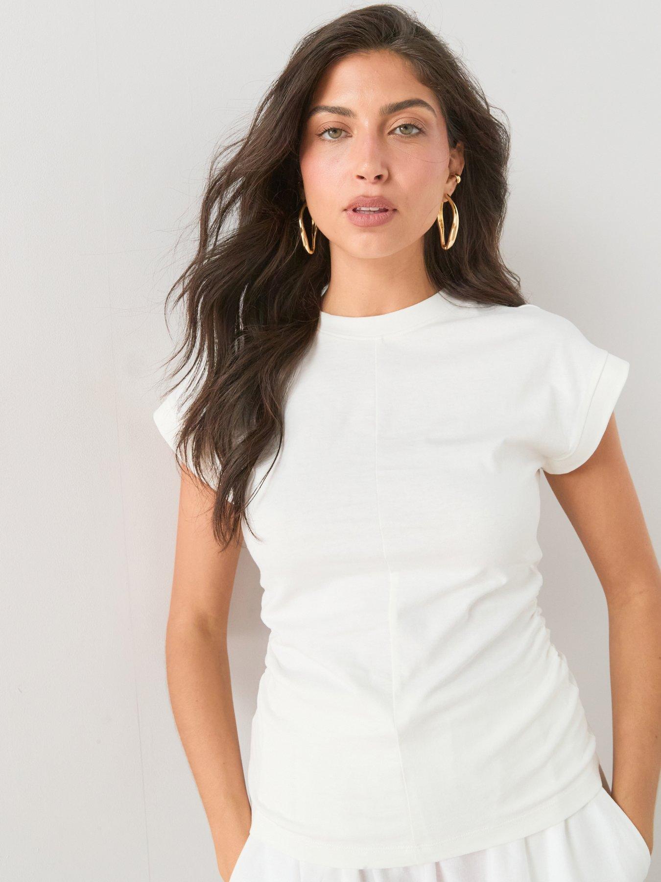 The Very Collection Ruched Side Cotton Tee - White