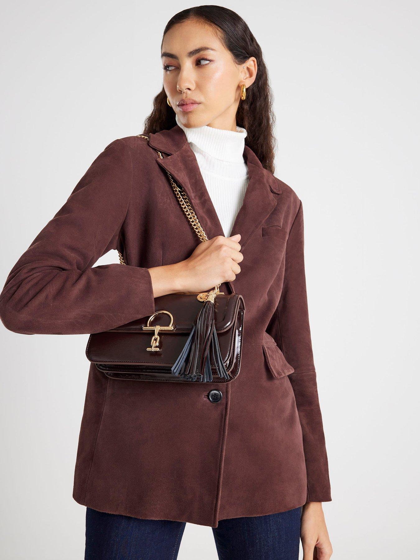 Image 1 of 6 of River Island Snaffle Tassel Shoulder Bag - Brown