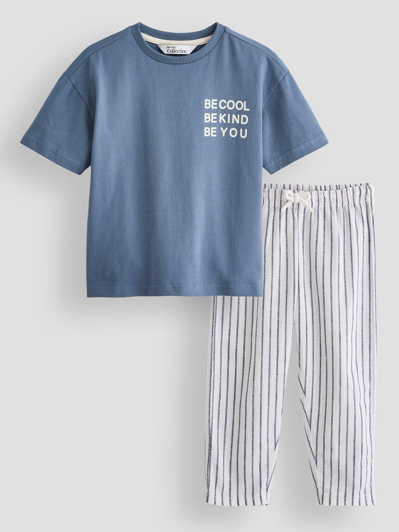 The Very Collection Boys Be Cool Stripe Lightweight Trouser Set - Blue