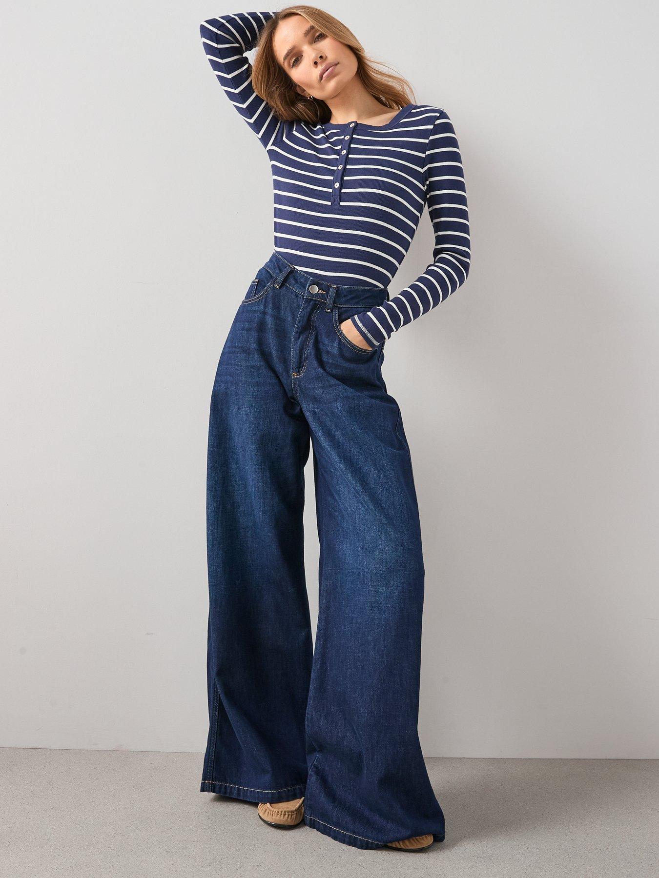 Image 3 of 7 of The Very Collection Stripe Ribbed Long Sleeve Henley - Multi
