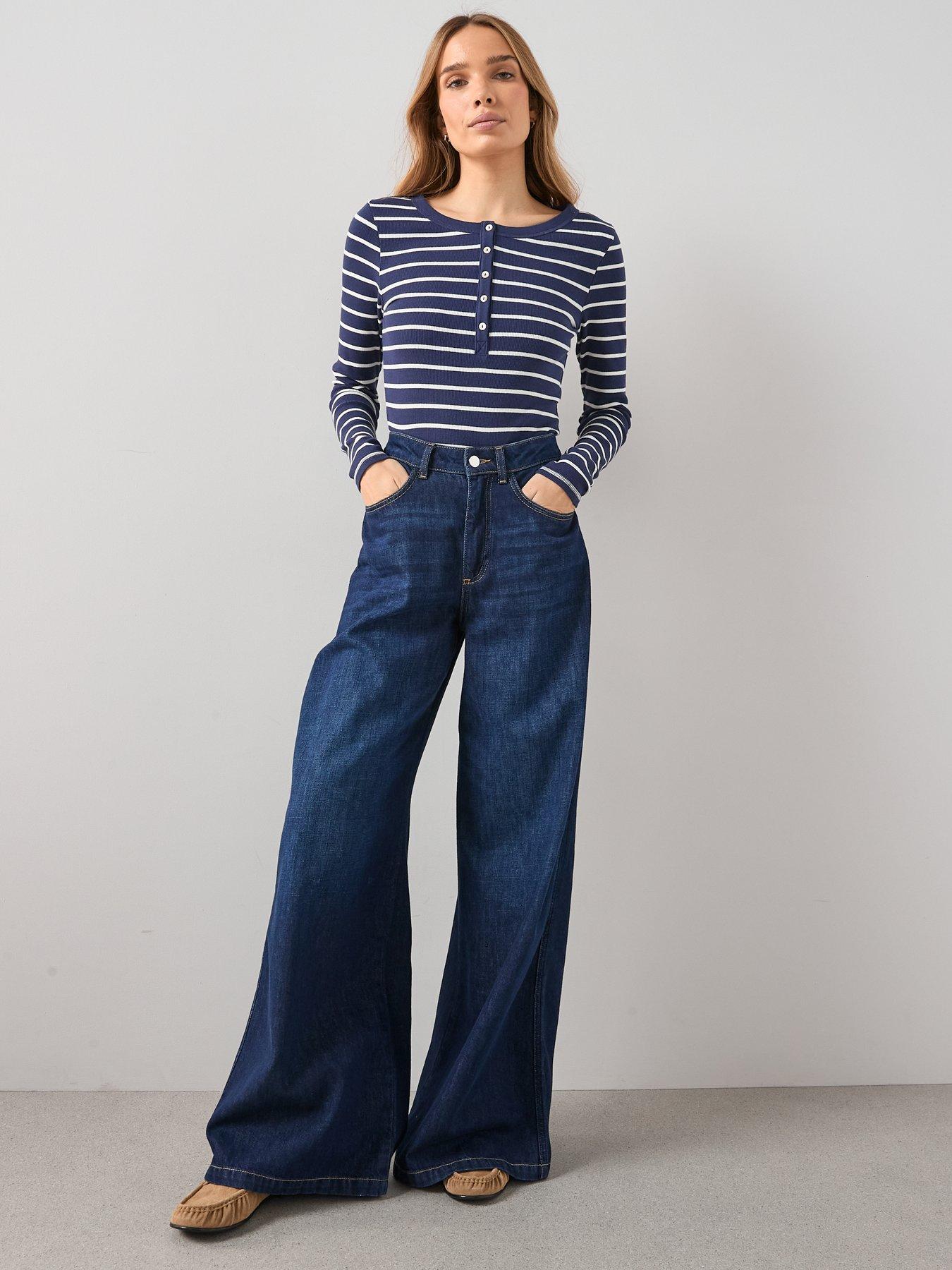 Image 6 of 7 of The Very Collection Stripe Ribbed Long Sleeve Henley - Multi