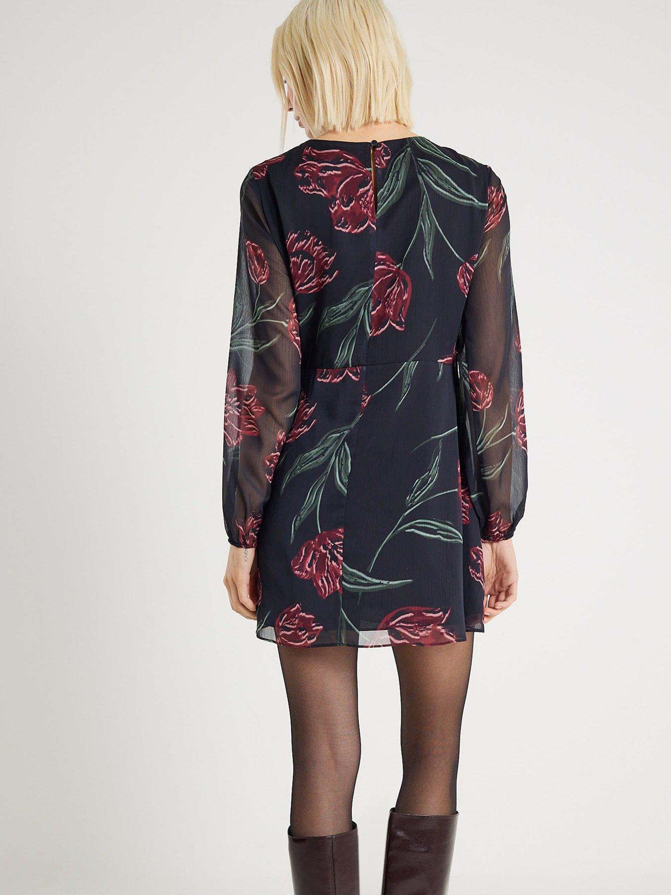 river-island-long-sleeve-knot-mini-dress-blackstillFront