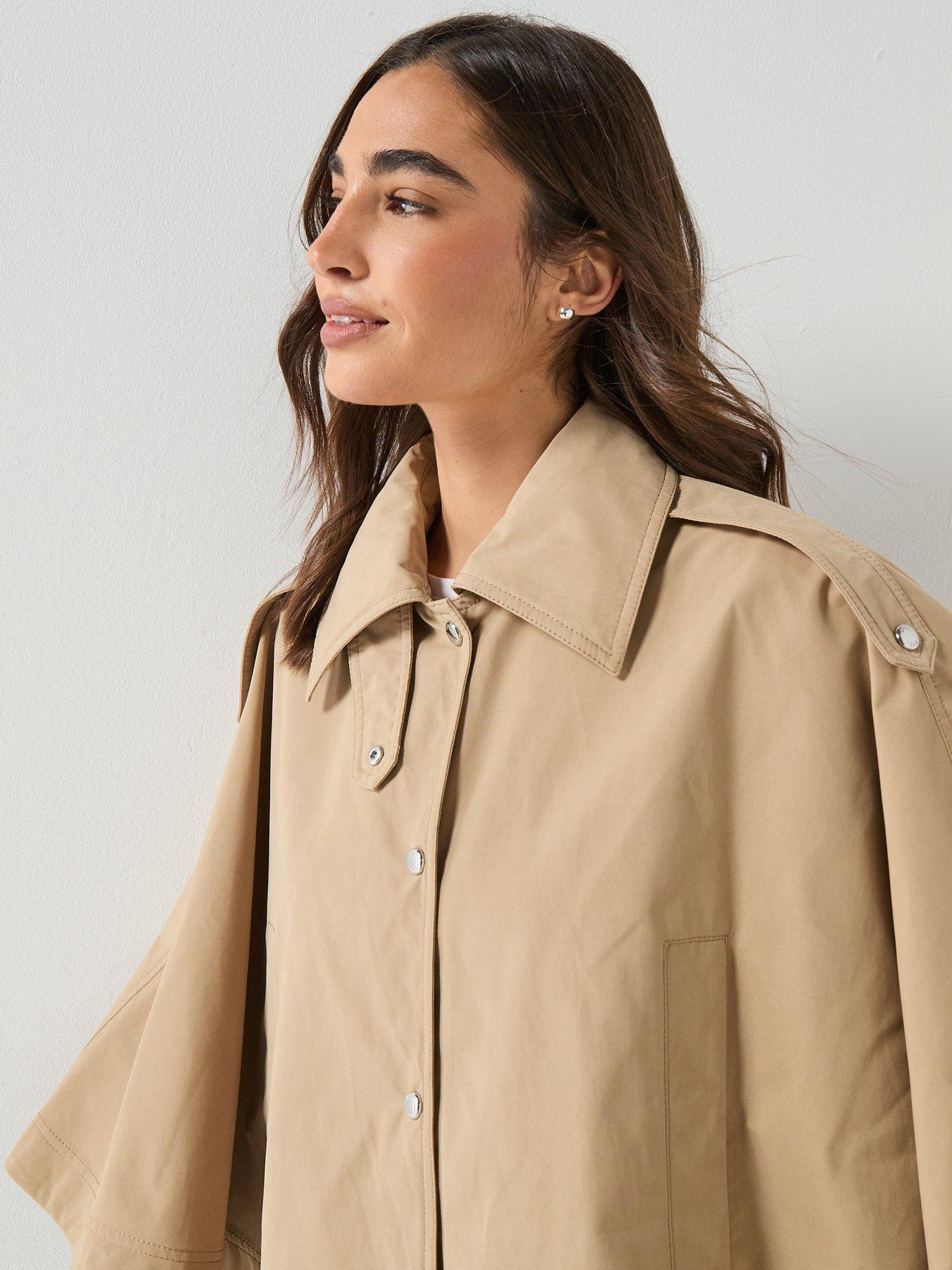Image 4 of 6 of BOSS Clairi Button Up Poncho - Beige