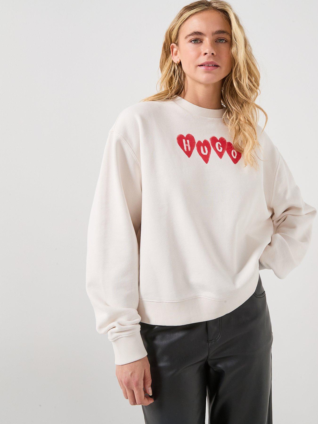 Image 1 of 5 of HUGO Deroxina Crew Neck Sweatshirt - White