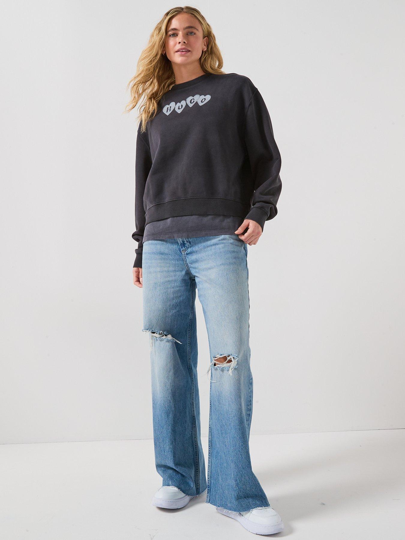 Image 3 of 6 of HUGO Vintage Heart Crew Sweatshirt - Black