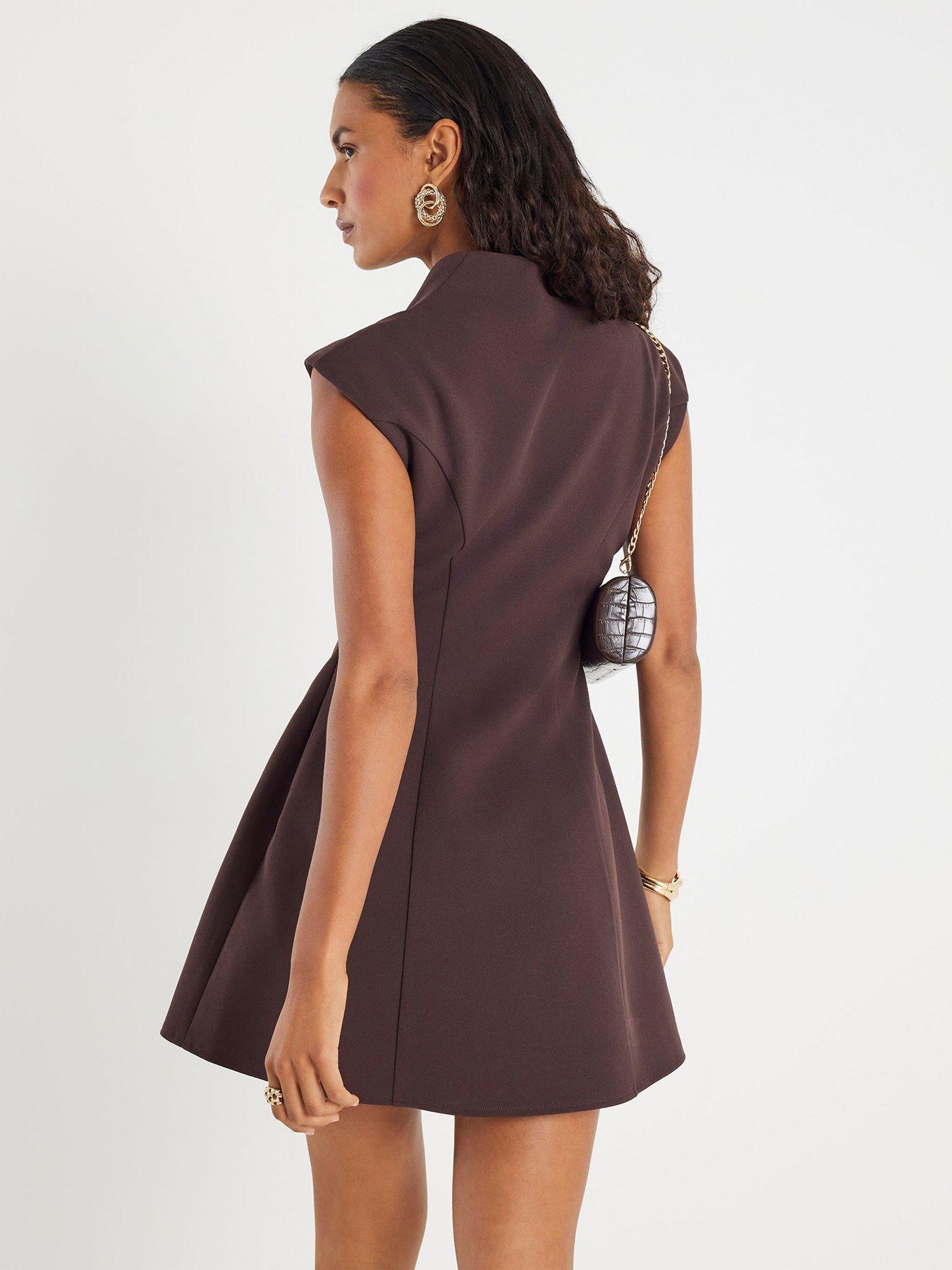 River Island Trim Ponte Drape Mini Dress - Brown | Very Ireland