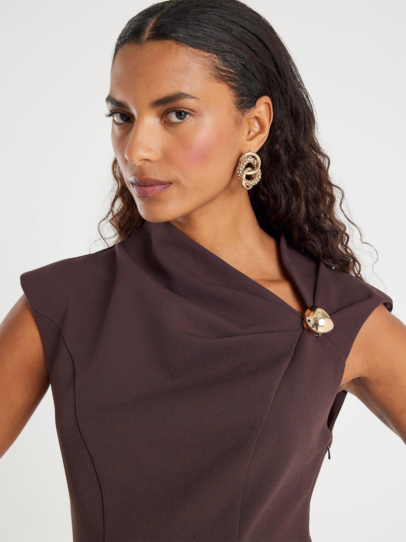 River Island Trim Ponte Drape Mini Dress - Brown | Very Ireland