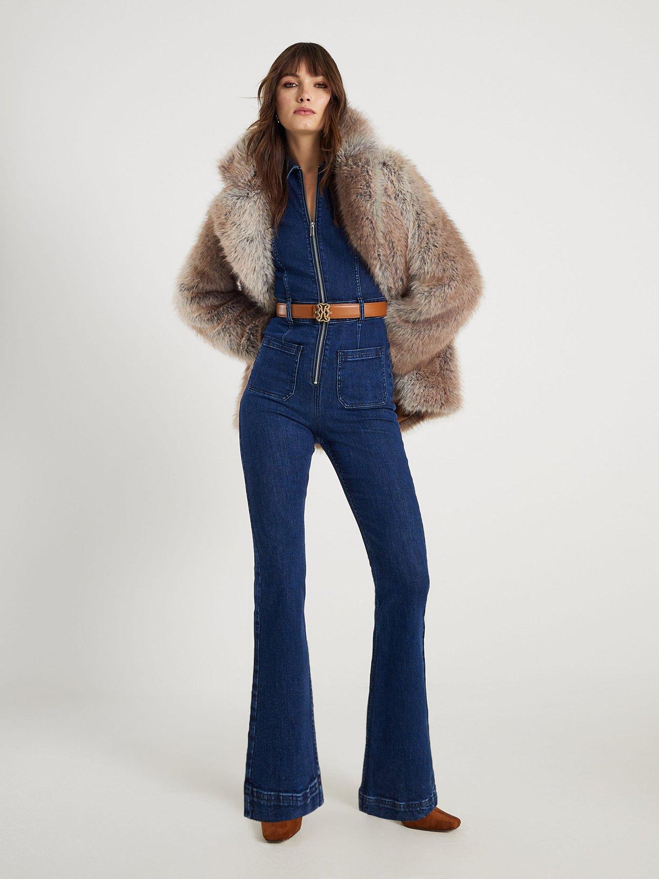 River Island Power Long Sleeve Stretch Jumpsuit - Blue