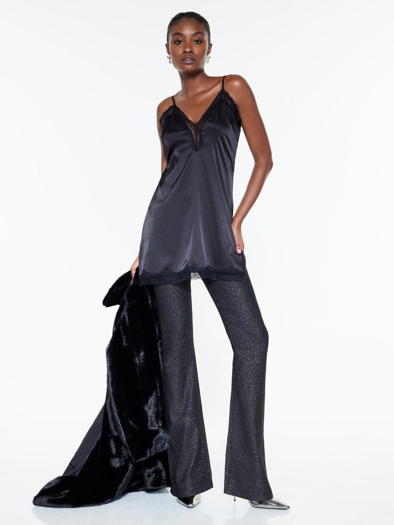 Image 3 of 3 of River Island Mid Rise Bootcut Sparkle - Black