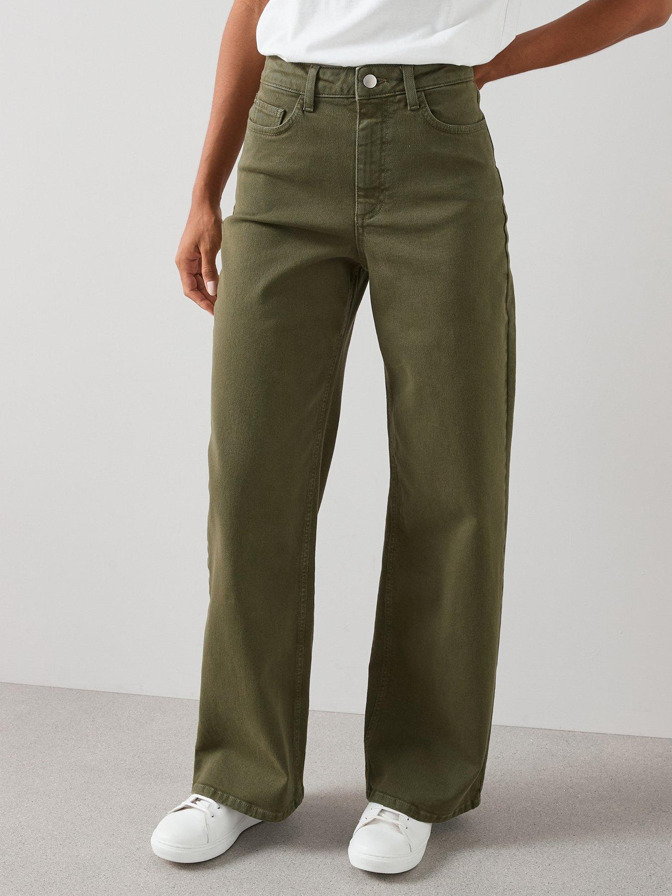 The Very Collection High Waist Wide Leg Jeans - Olive Green
