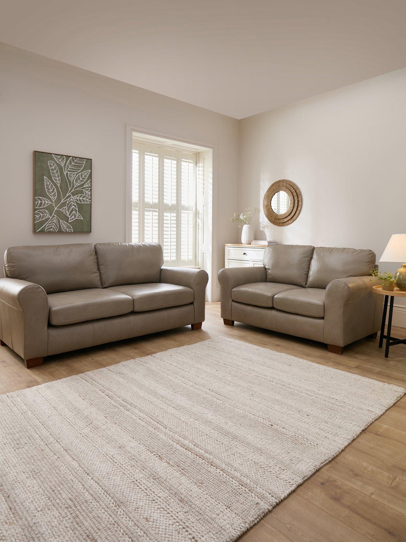 The Very Collection Bailey Italian Leather 3 + 2 Seater Sofa