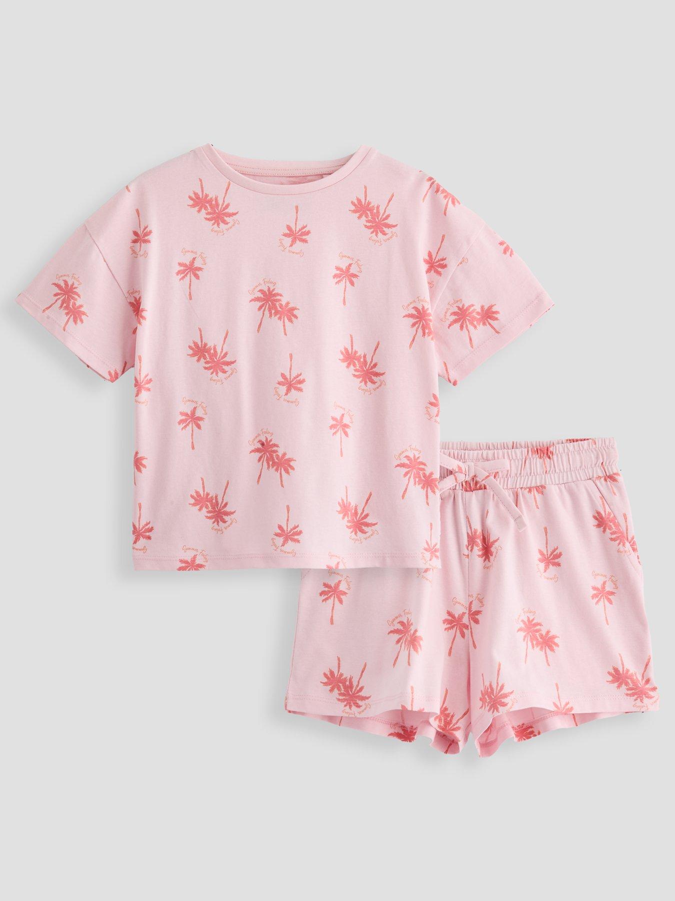 the-very-collection-girls-palm-print-short-pyjama-set-pink