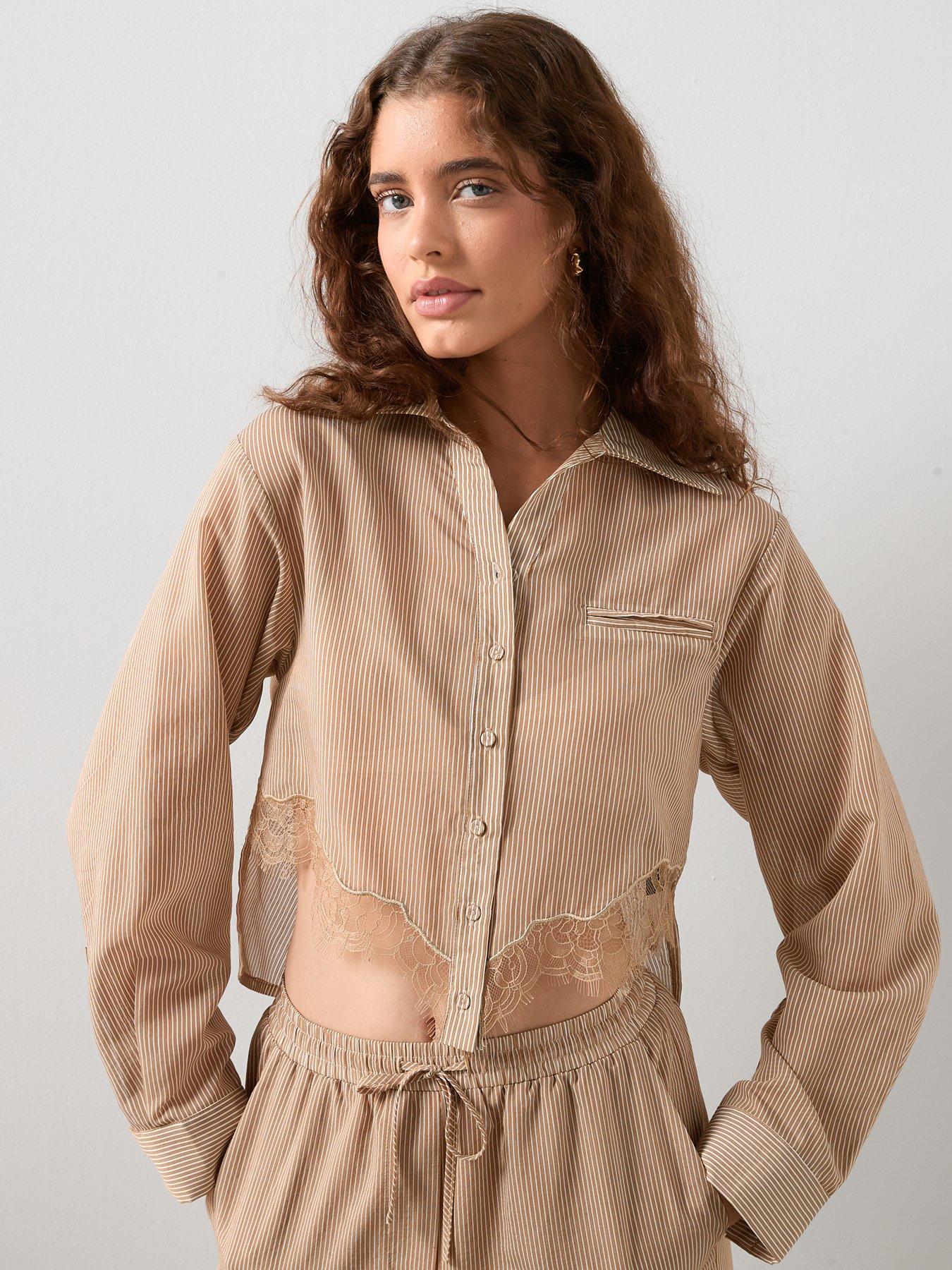 The Very Collection Lace Insert Co-ord Cropped Shirt