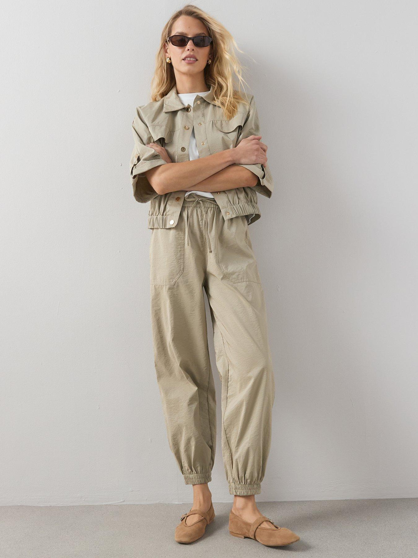 Image 1 of 6 of The Very Collection Cuffed Utility Co-Ord Trousers - Green