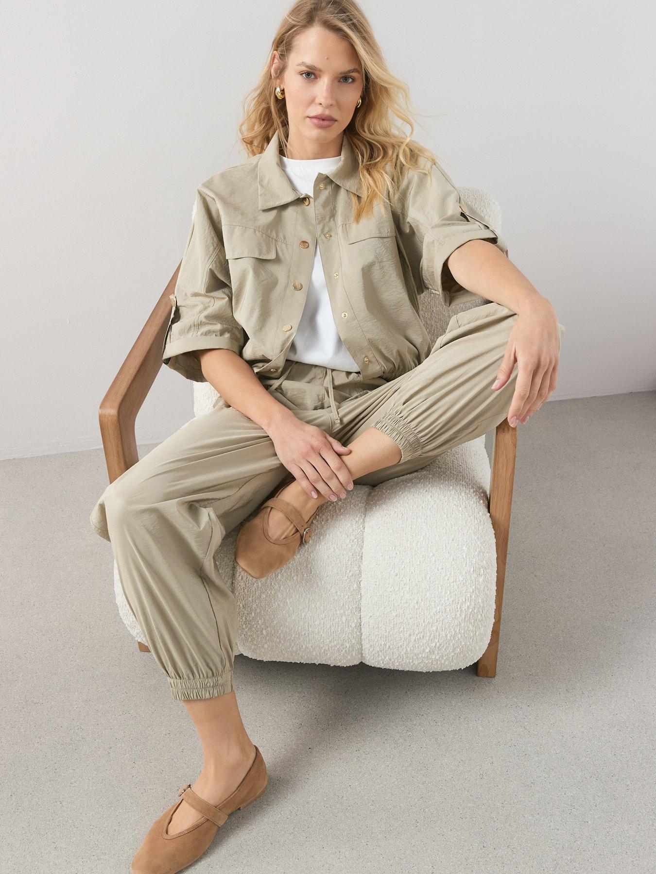 Image 6 of 6 of The Very Collection Cuffed Utility Co-Ord Trousers - Green