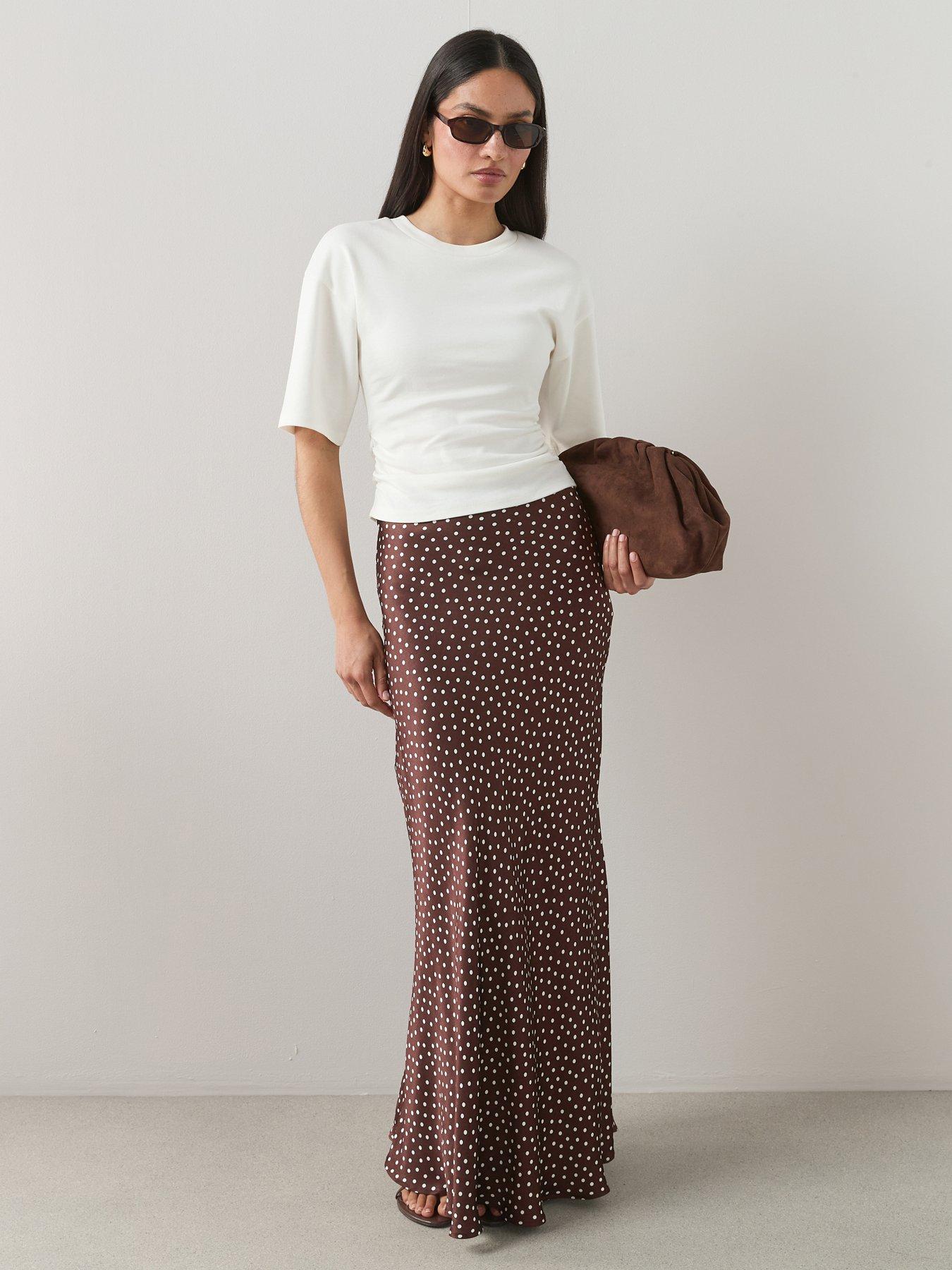 the-very-collection-satin-polka-dot-maxi-skirt-brownfront