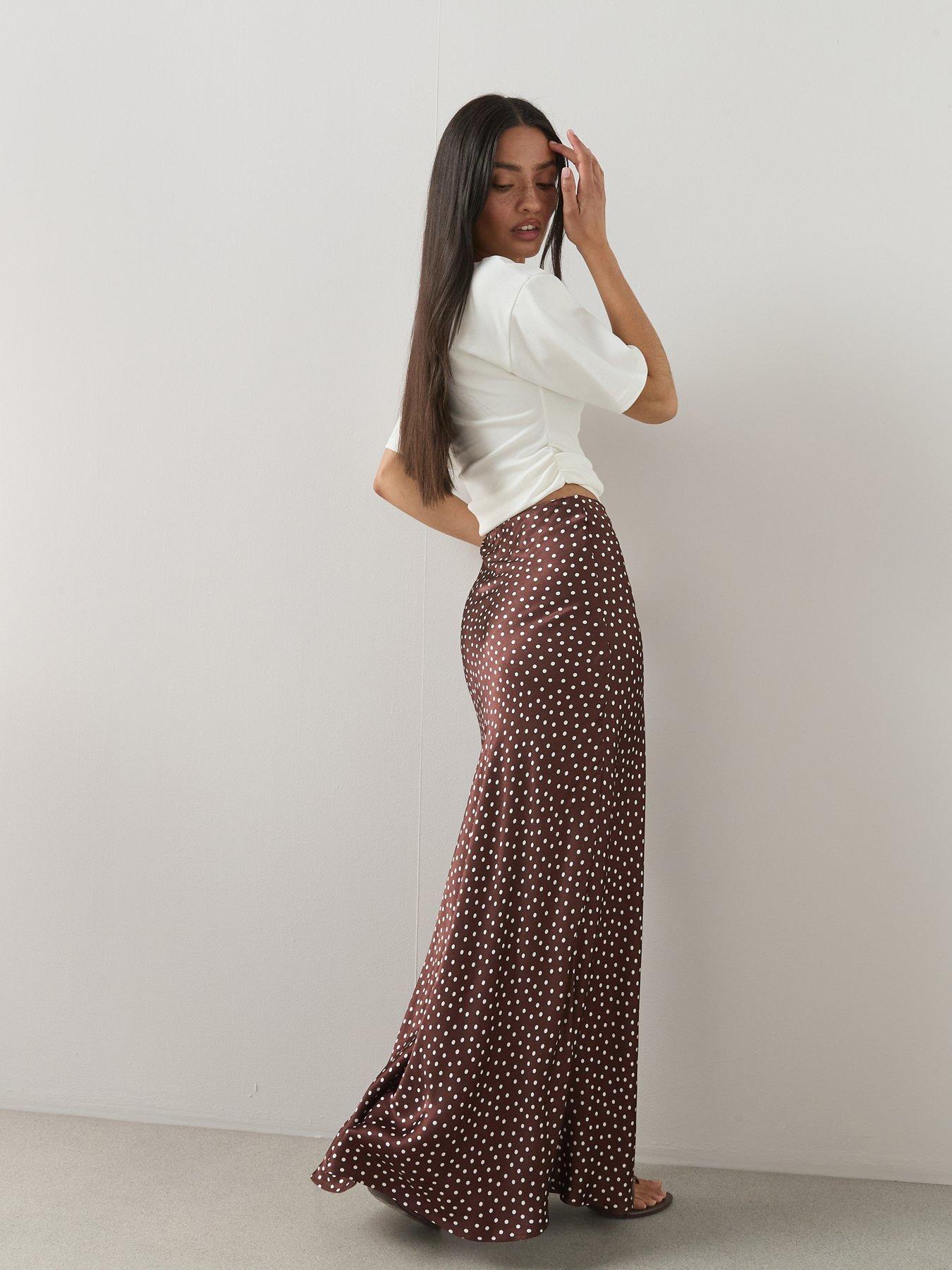 the-very-collection-satin-polka-dot-maxi-skirt-brownstillFront