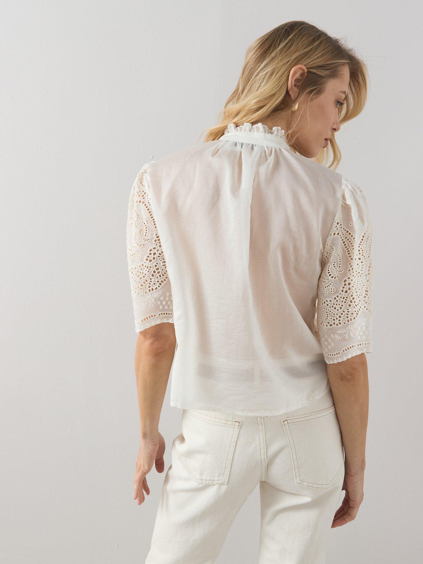 Image 2 of 6 of The Very Collection Textured Lace Insert Detail Blouse