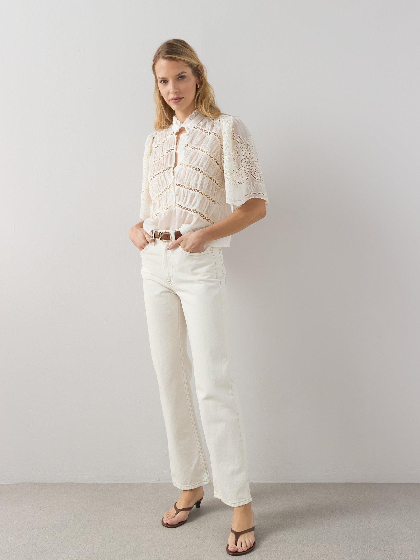 Image 3 of 6 of The Very Collection Textured Lace Insert Detail Blouse