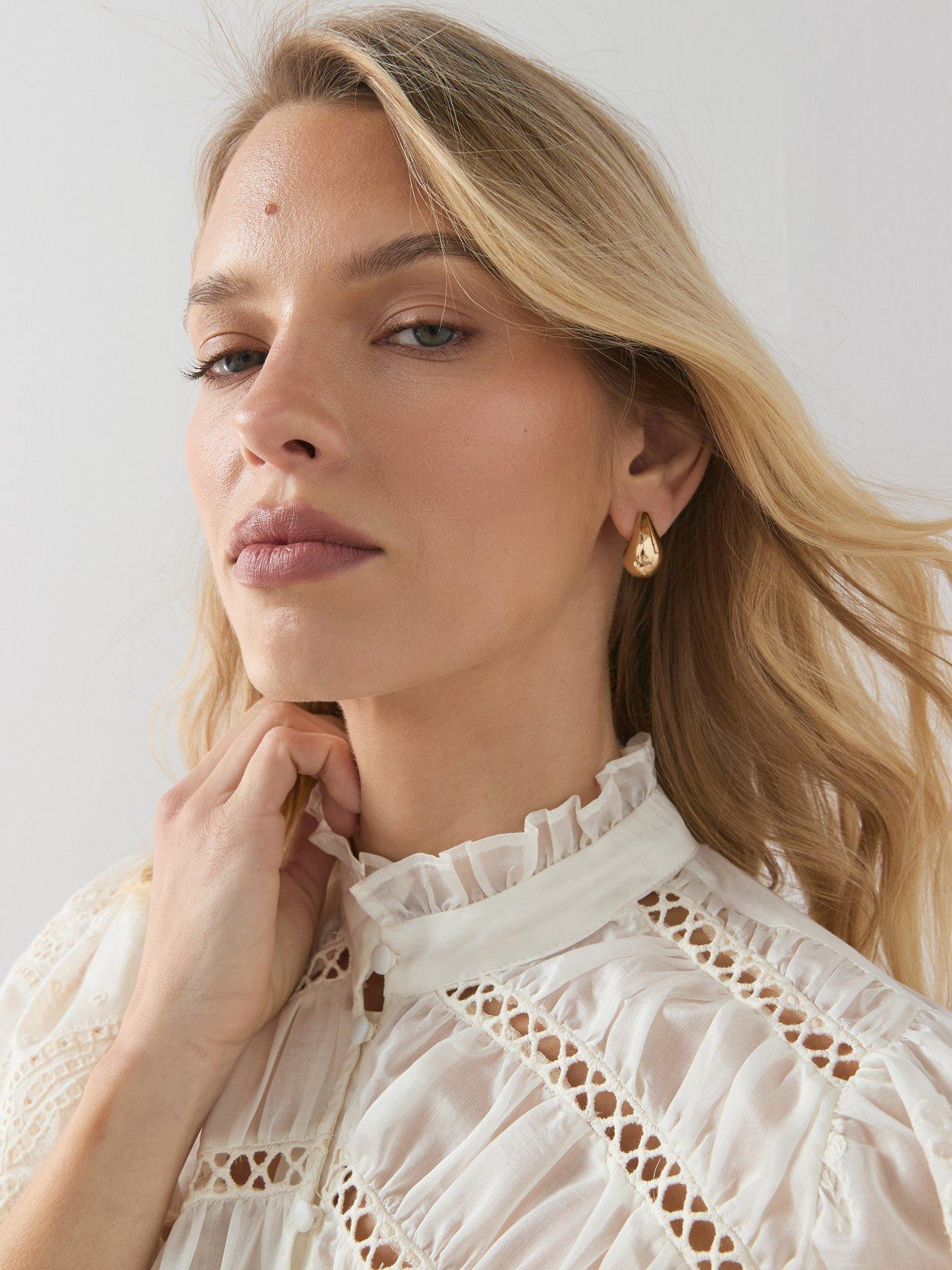 Image 4 of 6 of The Very Collection Textured Lace Insert Detail Blouse