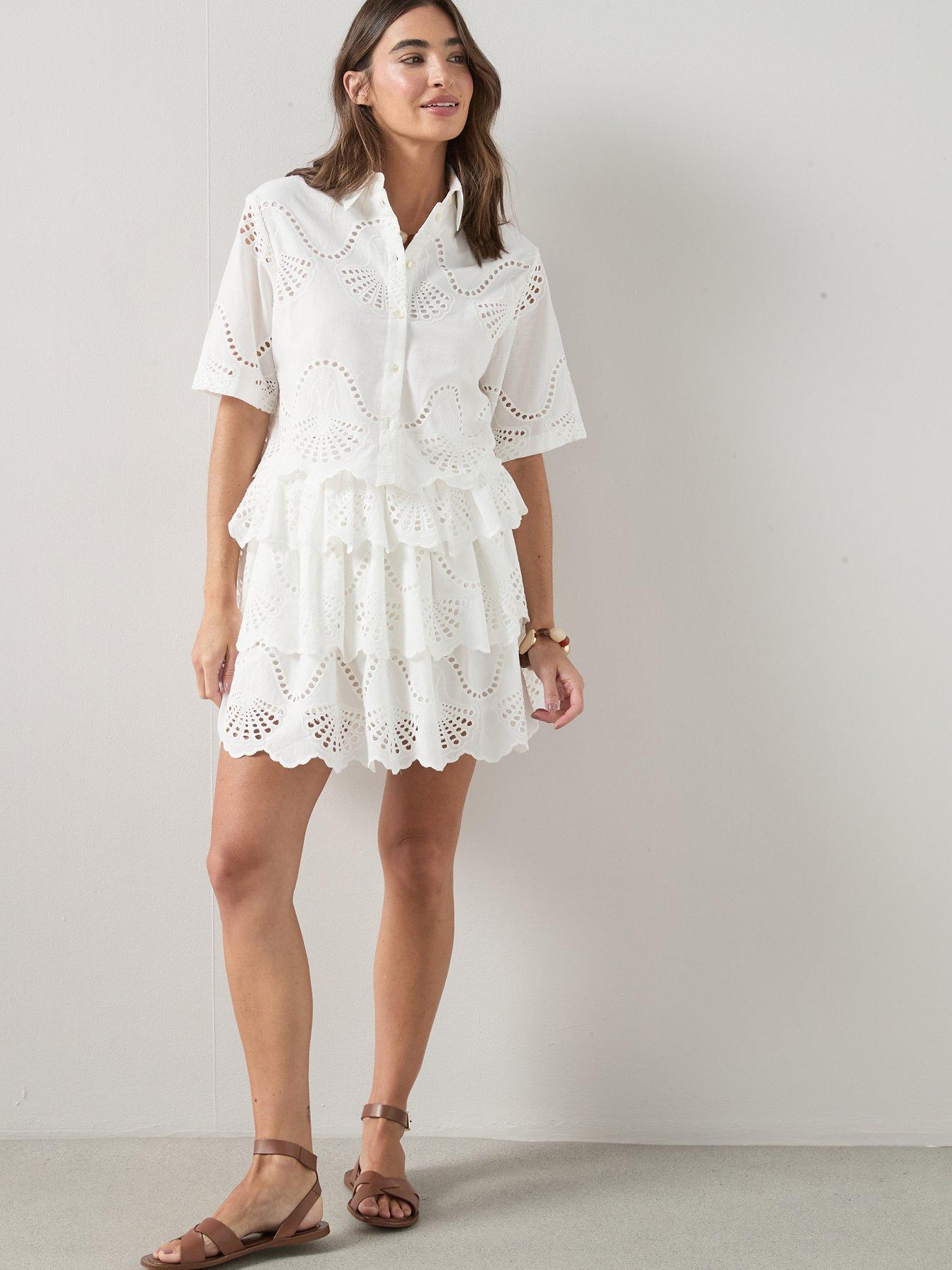 Image 3 of 6 of The Very Collection Lace Rara Skirt - White