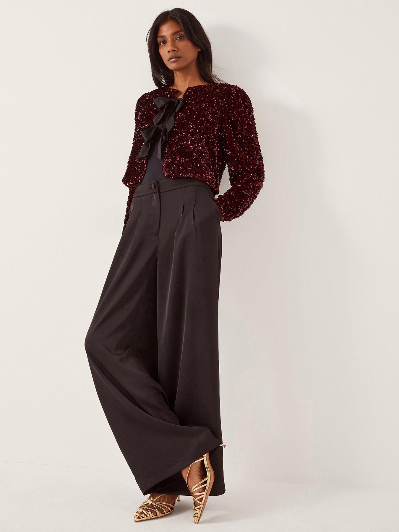 Image 3 of 4 of Monsoon Belinda Bow Sequin Jacket - Red