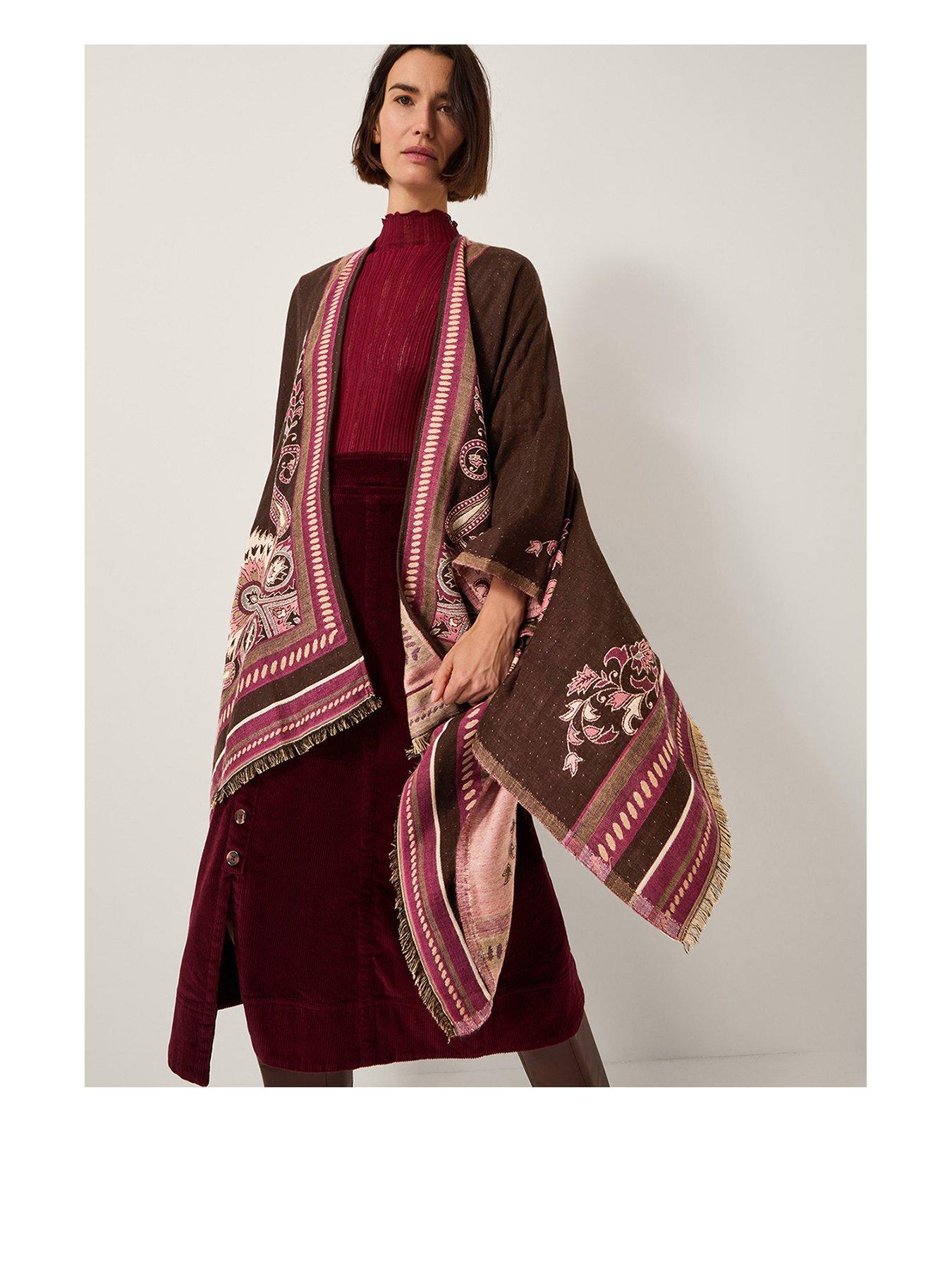 Image 1 of 5 of Monsoon Crissy Jacquard Wrap Cardigan - Pink
