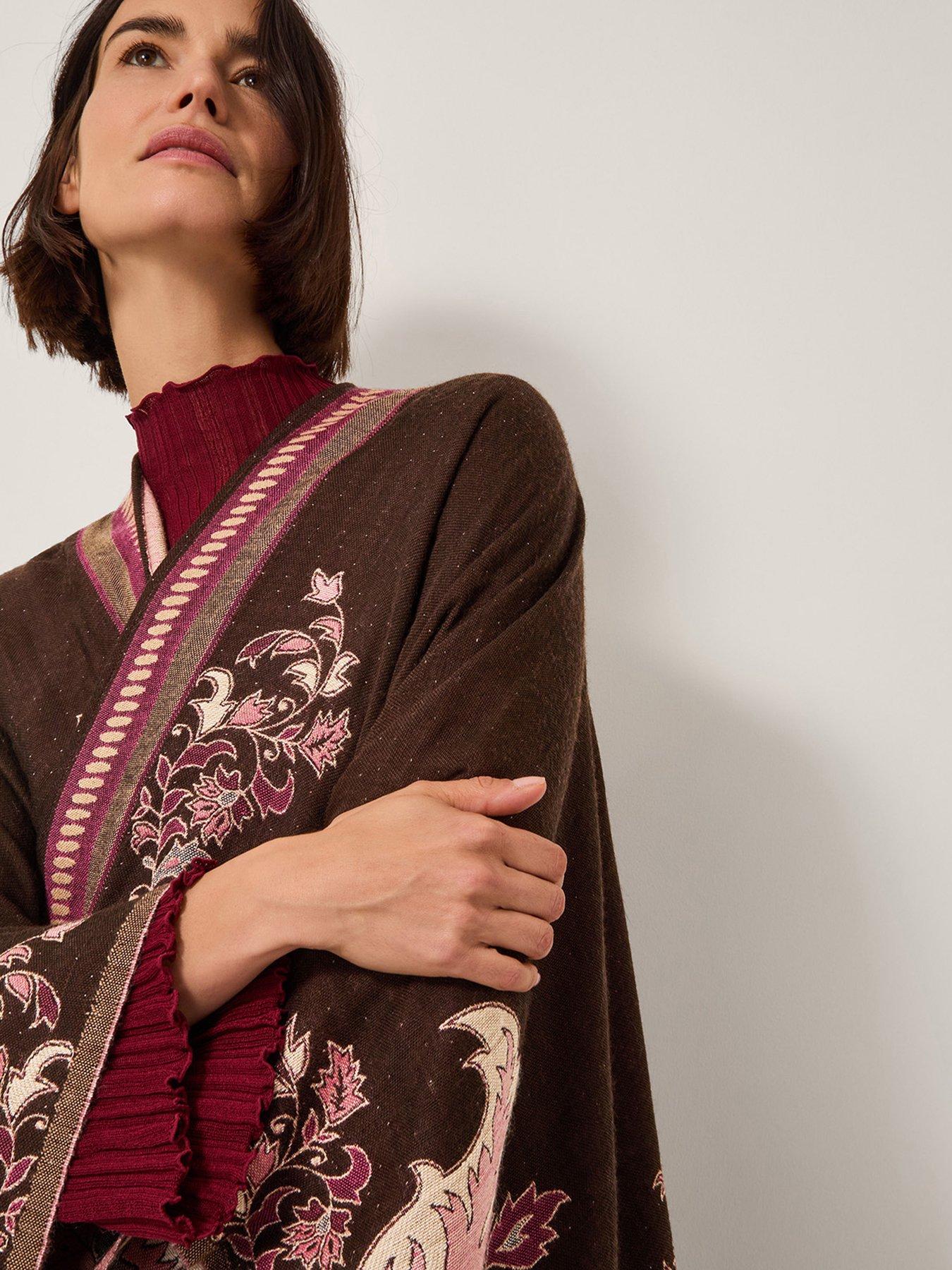 Image 5 of 5 of Monsoon Crissy Jacquard Wrap Cardigan - Pink