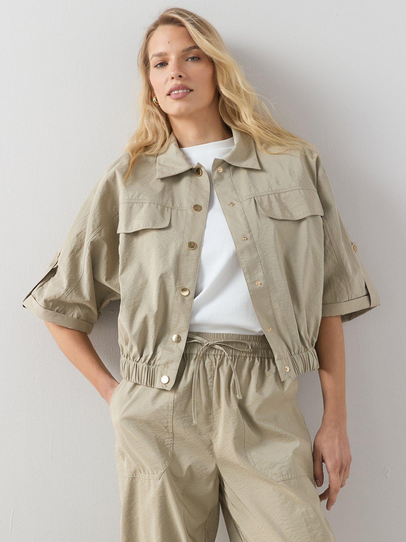 Image 3 of 7 of The Very Collection Short Sleeve Utility Co-Ord Jacket - Green