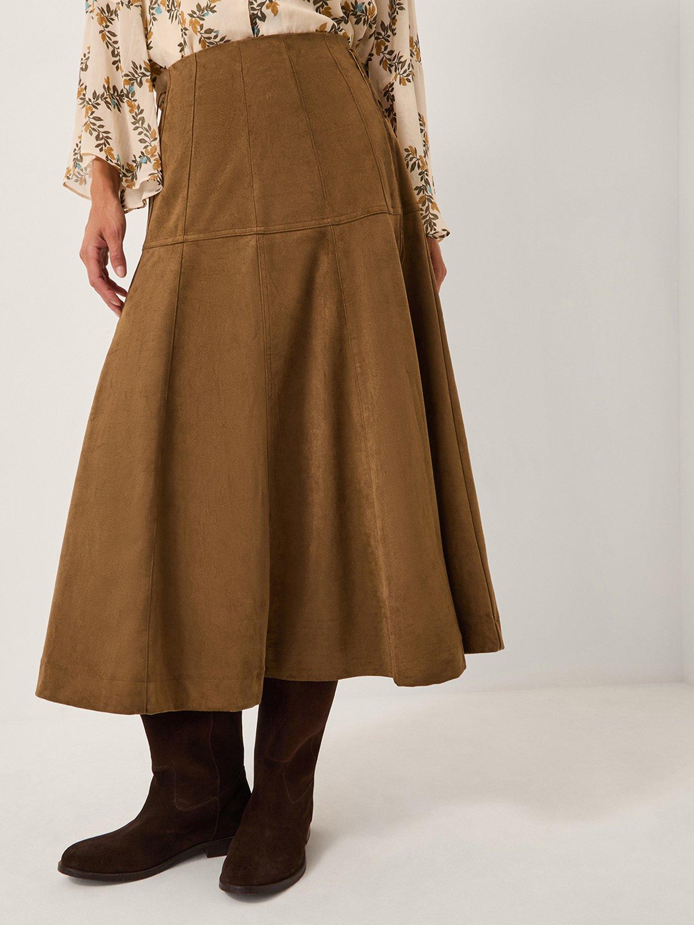 monsoon-macy-suedette-a-line-midi-skirt-brown
