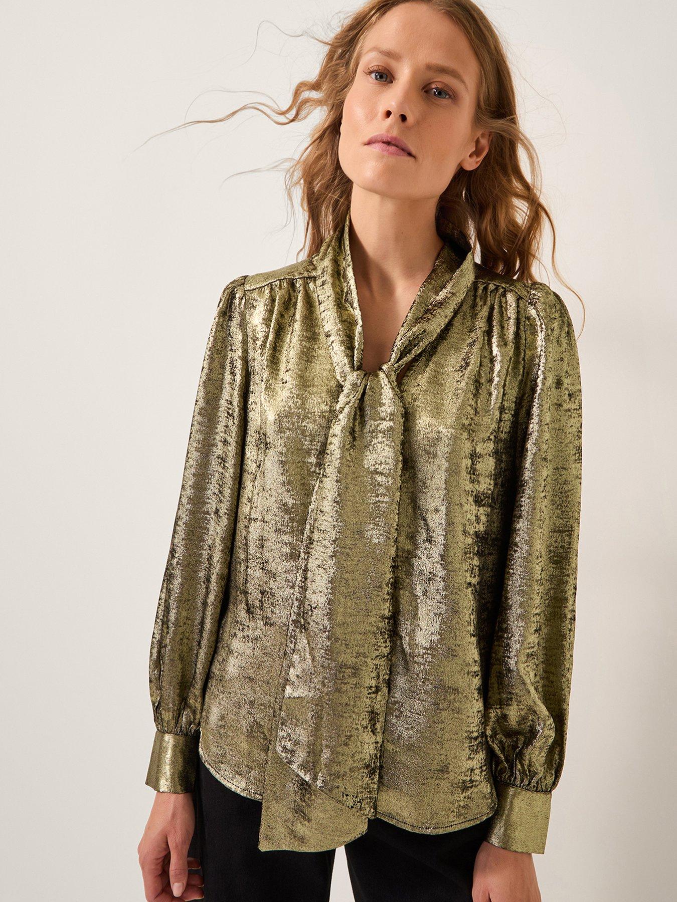 monsoon-milena-metallic-tie-neck-blouse-gold